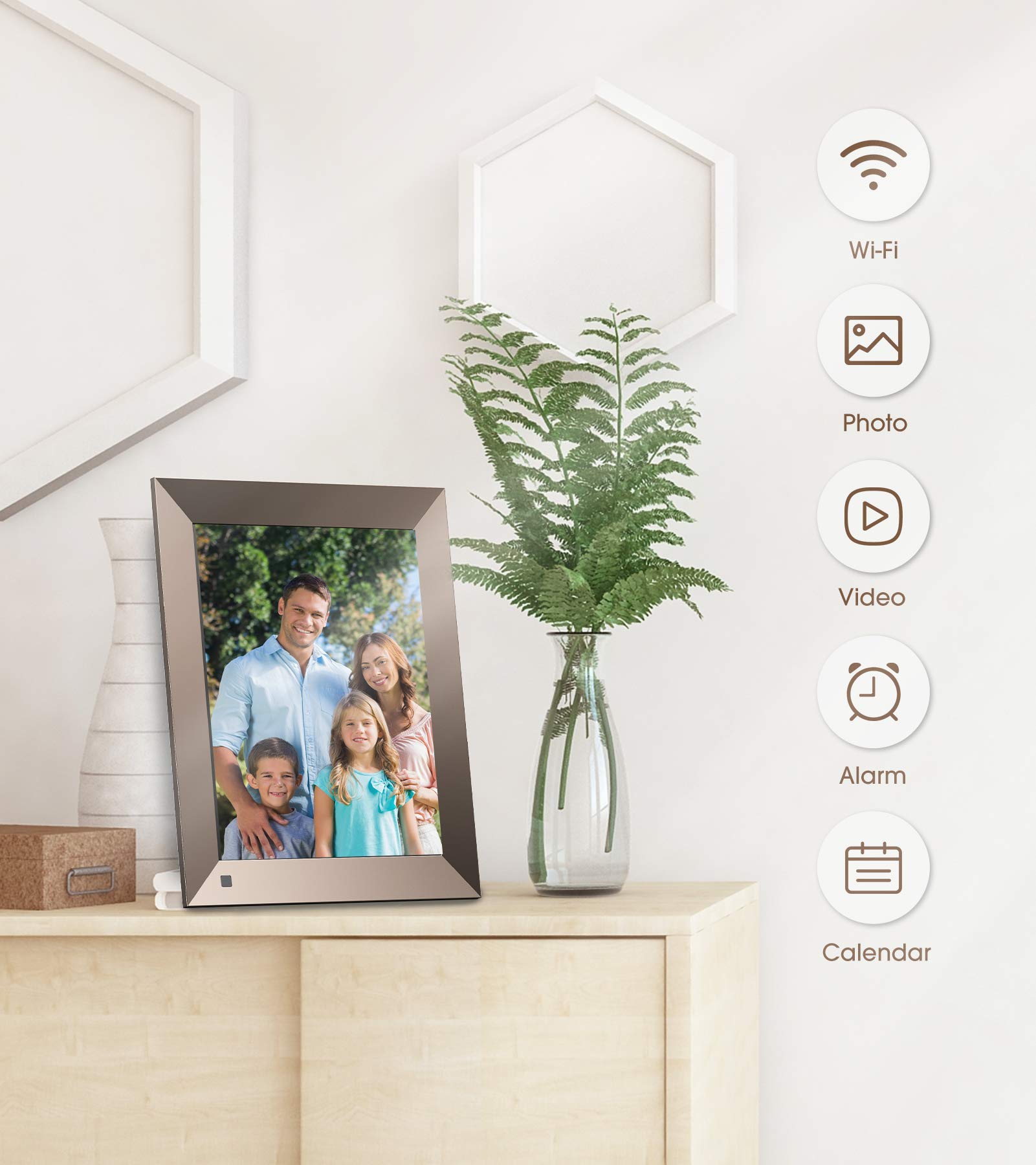 Dragon Touch 10 Inch Wifi Digital Picture Frame,Adjustable Magnetic Stand,Ips Touch Screen Hd Display,16Gb Storage,Motion Sensor