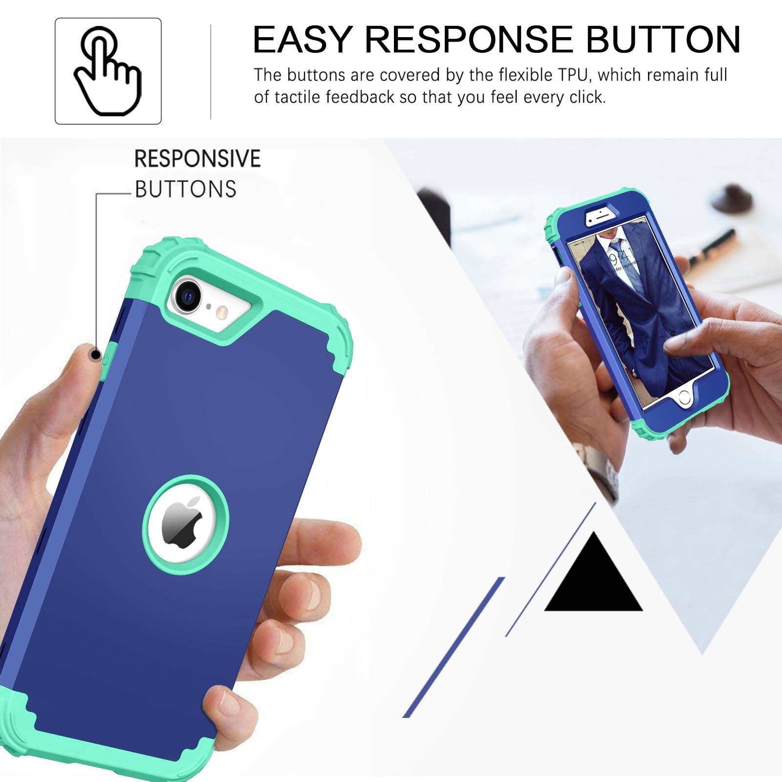 Bentoben For Iphone Se 2022 Phone Case And Iphone Se 2020 Case, Heavy Duty 3 In 1 Full Body Rugged Shockproof Hybrid Hard Pc Sof