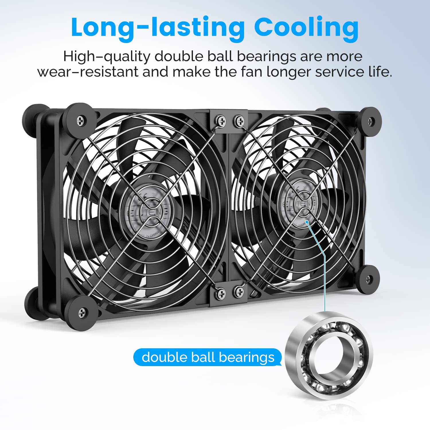 Eluteng Dual Cooling Fan High Speed Usb Fan(2050/2400/2750Prm) Adjustable 5V Usb Port Heatsink Fan For Playstation Router Laptop