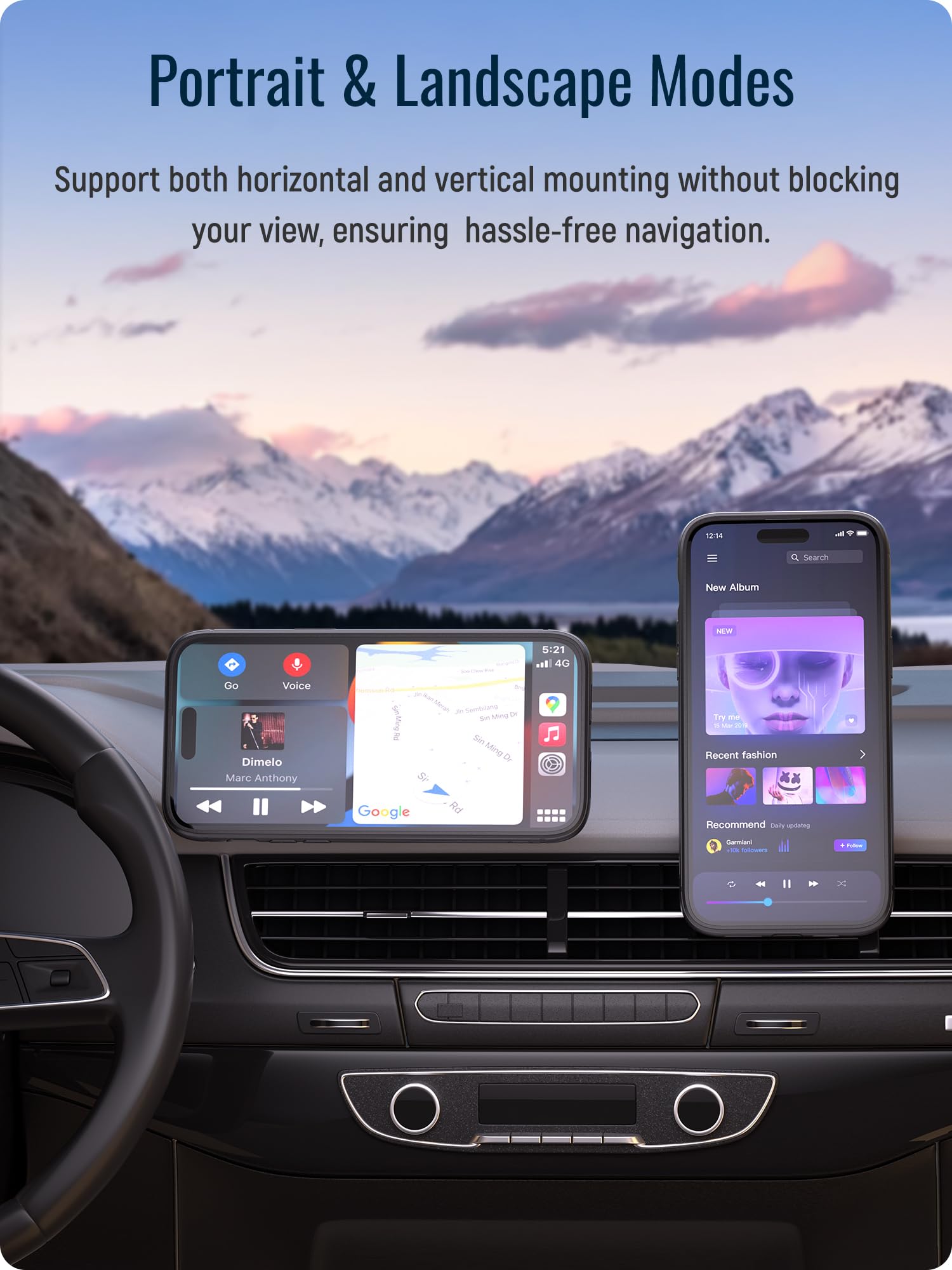 Sincetop Car Phone Mount With Instant Quick Release Series Q[Quad] - 360 Adjustable Dashboard Phone Holder, One-Second Detach, C