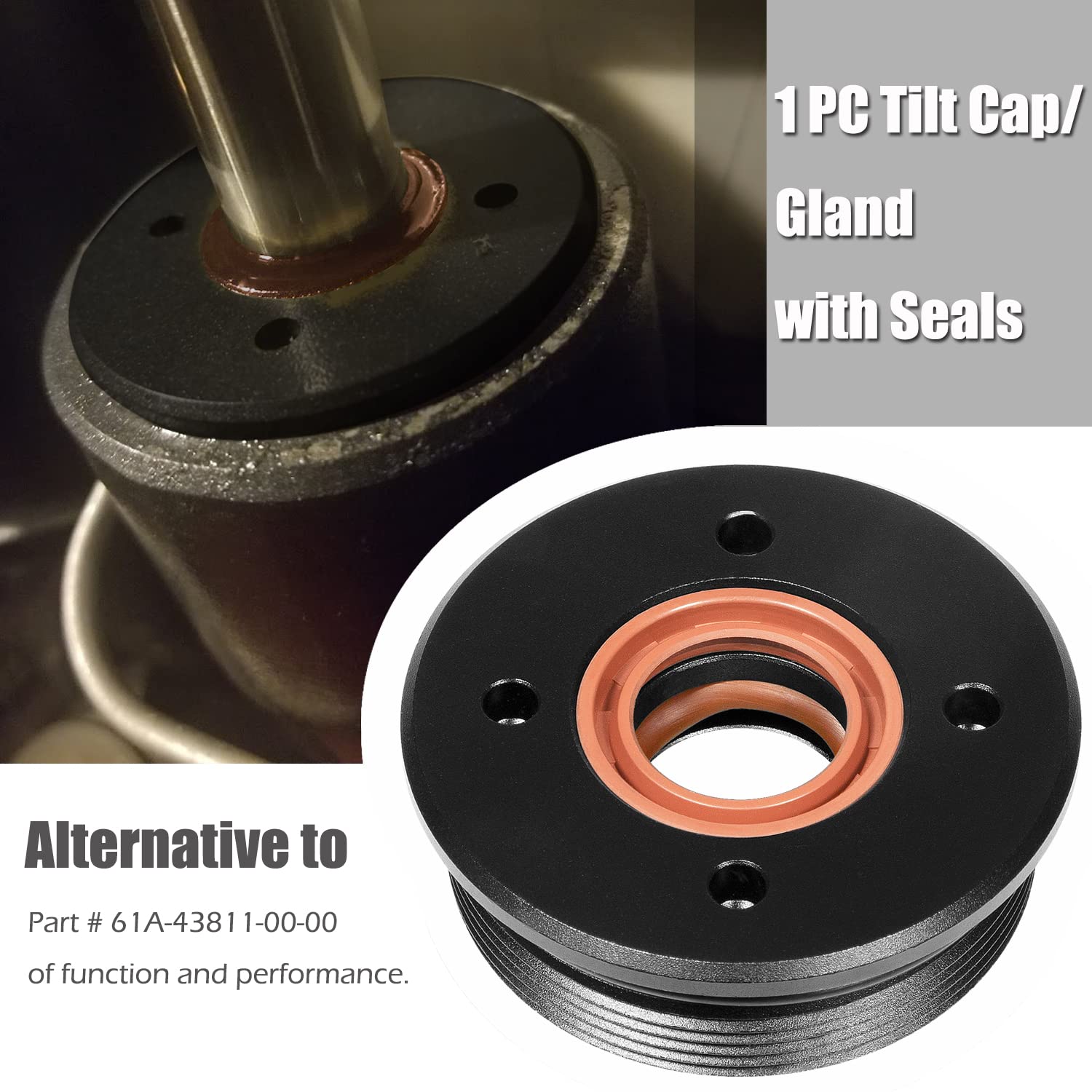 Yoursme 1 Pc Tilt Cap/Gland With Seals Fit For Yamaha 200 225 250 300 Hp V6 3.3L End Cap Tilt Cylinder 61A 43811 00 00