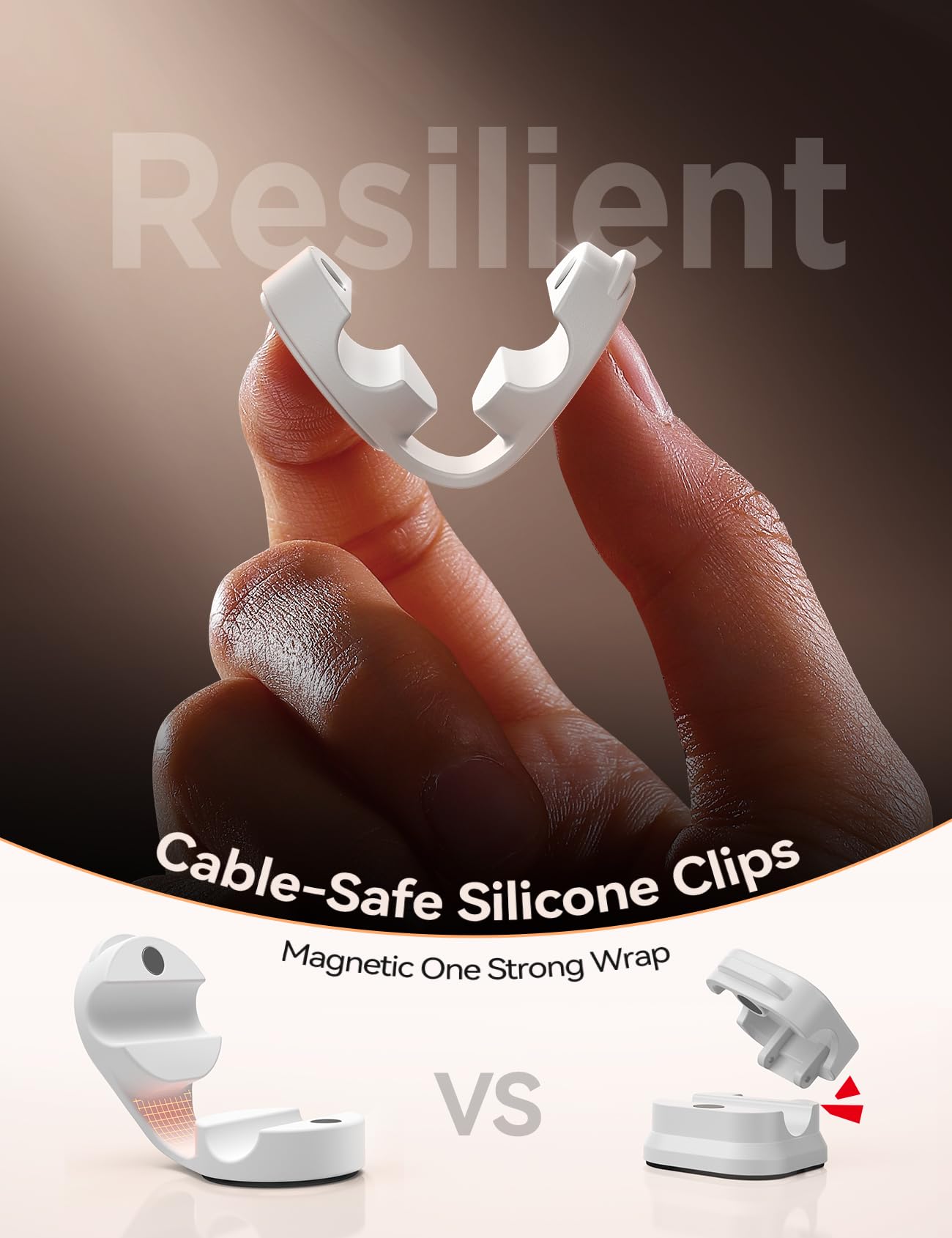 8-Pack Cord Organizer Silicone Magnetic Cable Clips [8 Mm Wider Cable Accessible] Desk Wire Management, Flylead Desktop Cord Hol