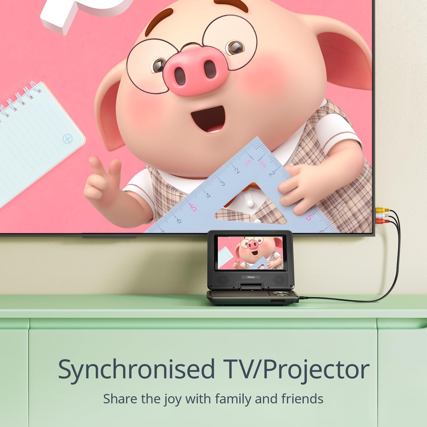 Yoton 9.5'' Portable Dvd Player For Kids And Car, 7.5'' Swivel Hd Screen With 4 6 Hours Built In Battery, Support Sync Screen To