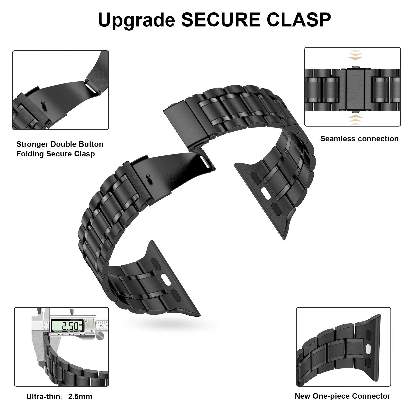 Miohhr Solid Stainless Steel Band Compatible With Apple Watch 38Mm 40Mm, Metal Strap With Soft Tpu Case For Iwatch Series 6 5 4