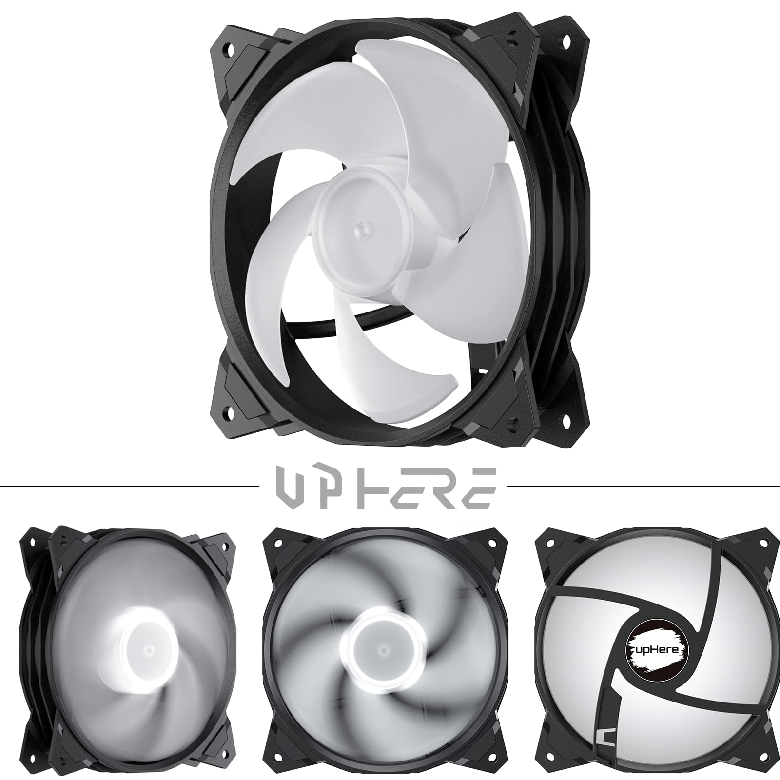 Uphere Long Life 120Mm 3 Pin High Airflow Quiet Edition White Led Case Fan For Pc Cases, Cpu Coolers, And Radiators 3 Pack,Pf120