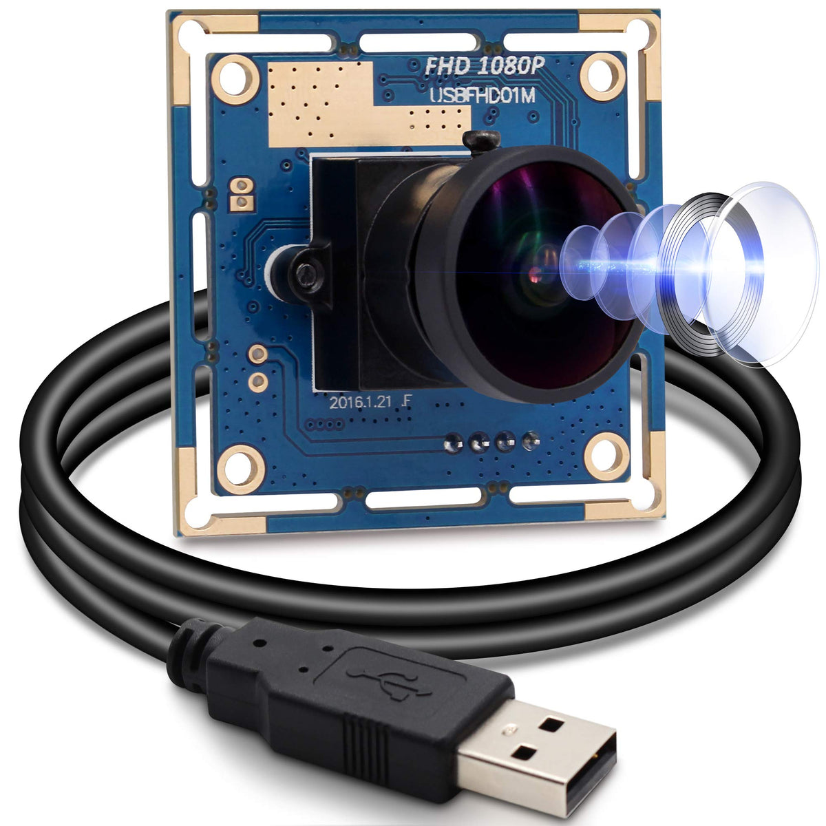 SVPRO 1080P HD USB Camera Module, 2MP OV2710 CMOS Camera Board with 2.1mm Lens, High Frame Rate 100fps Machine Vision USB Web Ca