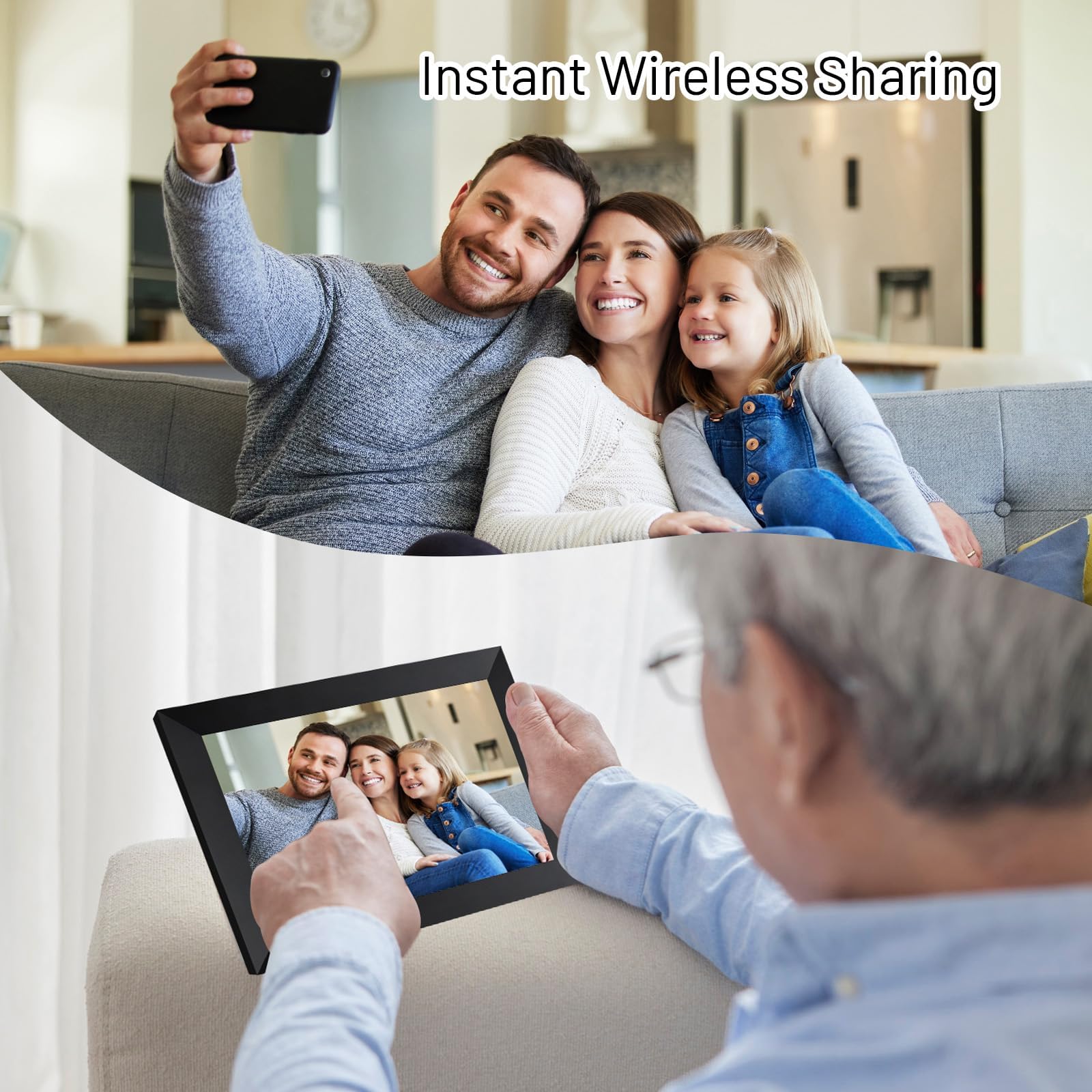 Aeezo 10.1 Inch Wifi Digital Picture Frame, Ips Touch Screen Smart Cloud Photo Frame With 32Gb Storage, Auto Rotate Easy Setup T