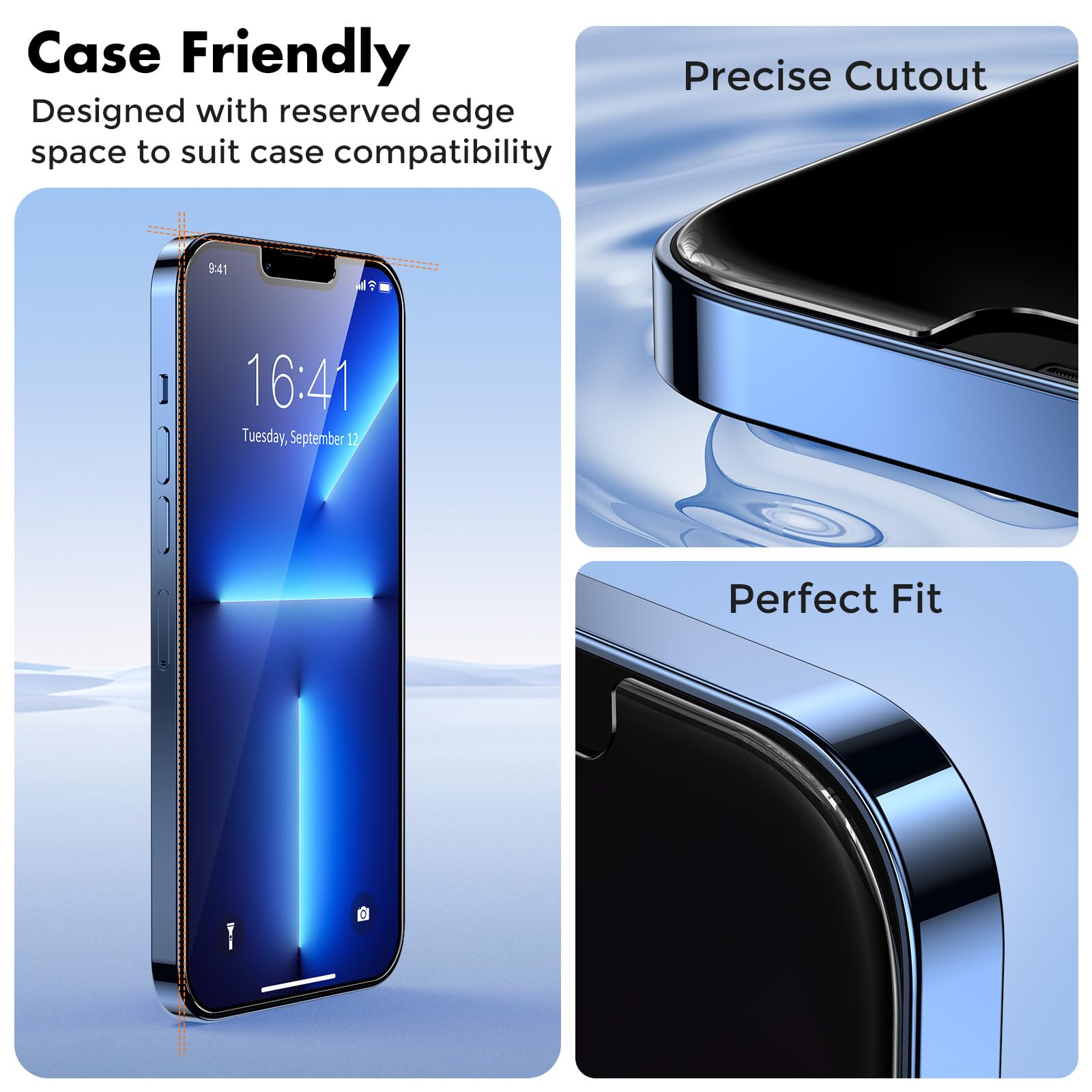 Unbreakcable Screen Protector For Iphone 14/13/13 Pro [2 Pack] Double Shatterproof Tempered Glass [Easy Installation Frame] [9H