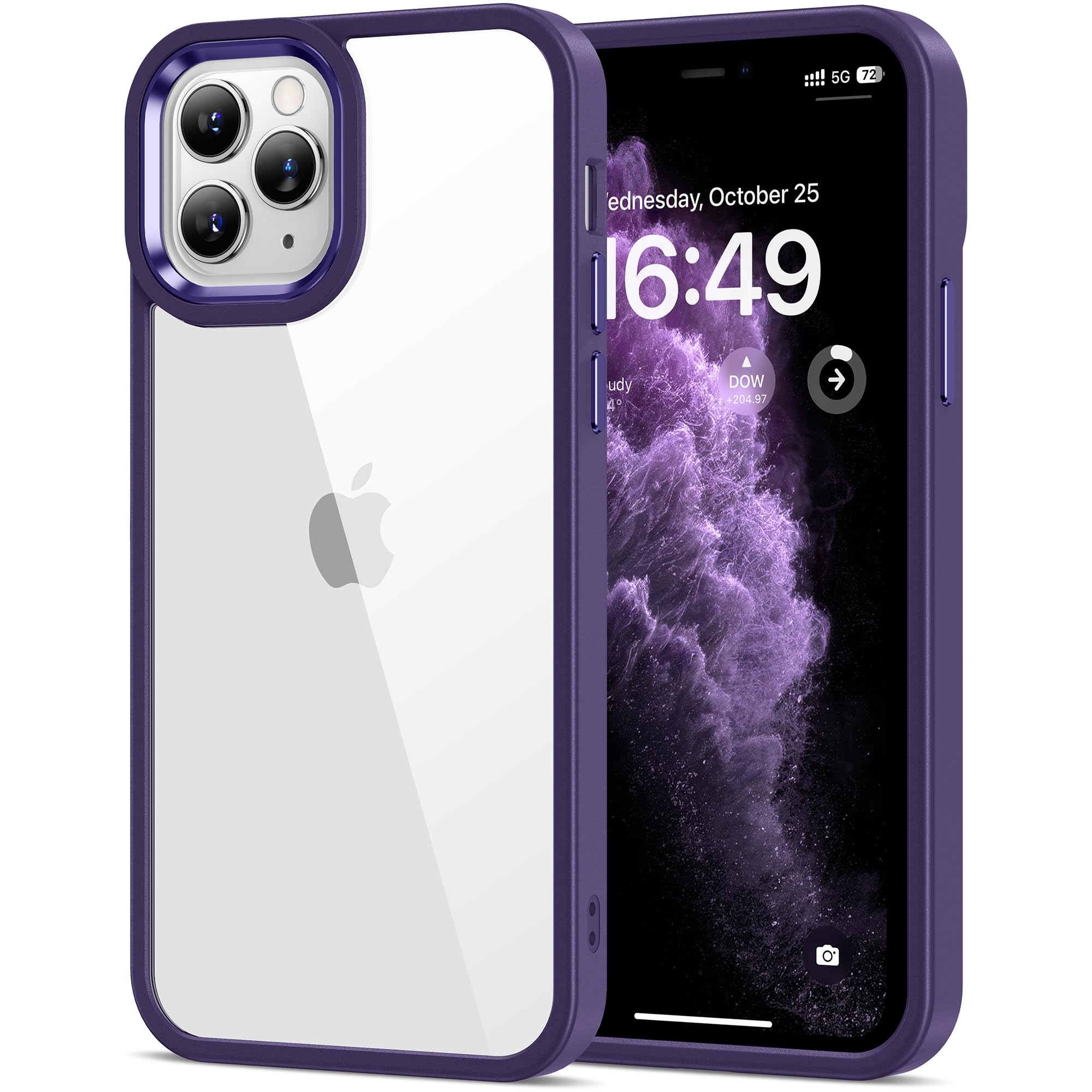 HOOMIL Case for iPhone 11 Pro Max 6.5-Inch, Non-Yellowing, Drop Protection, Anti-Scratch Transparent Hard Back Phone Cover - Pur