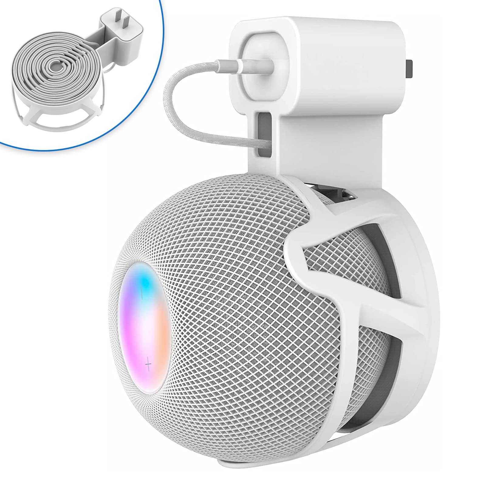 Cuhioy Wall Mount Holder For Homepod Mini, Plug Mount With Cord Management, No Messy Wires Or Screws, Perfect Space Saving Acces