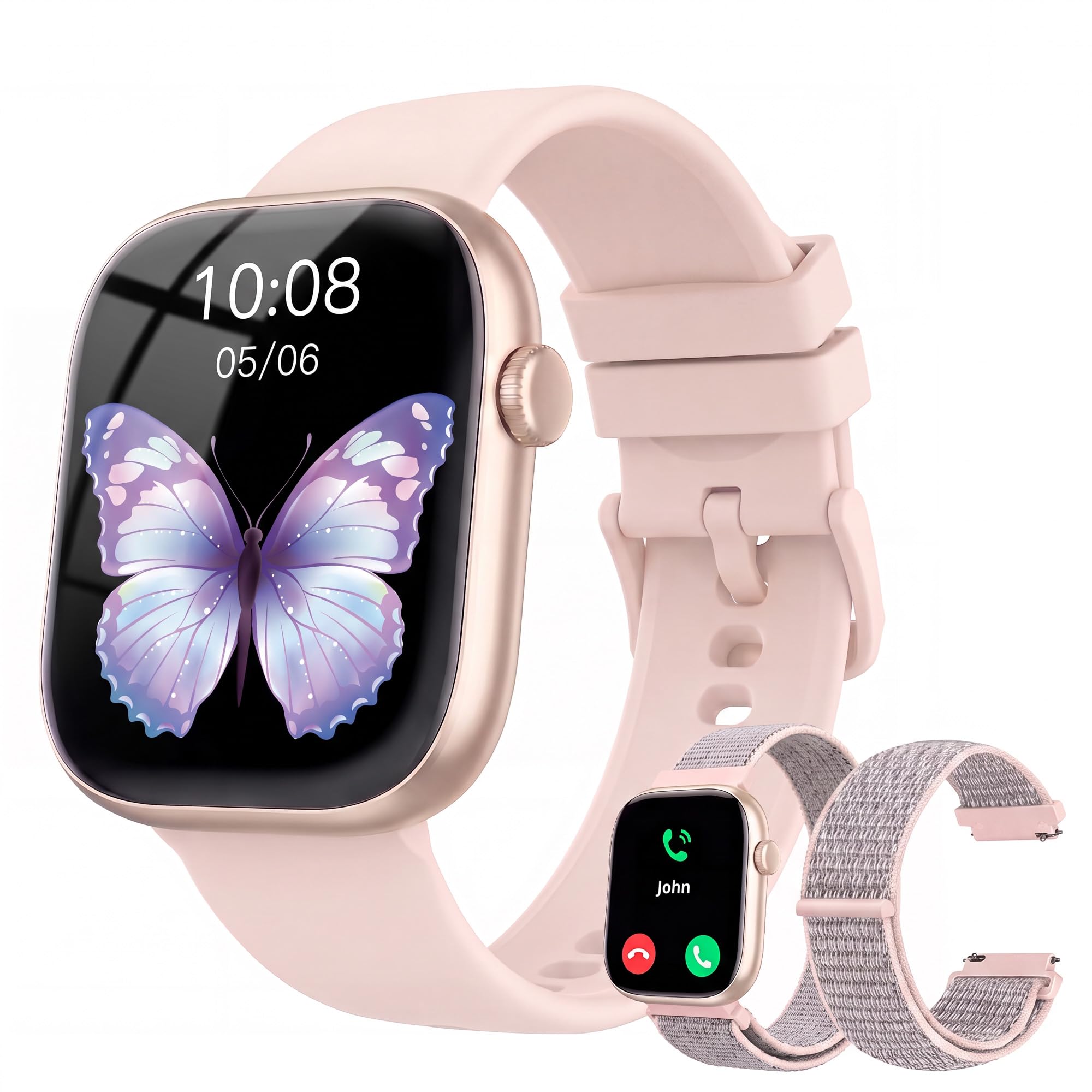 Smart Watch for Women, Bluetooth Answer/Make Calls, 1.83HD Screen, 2 Bands