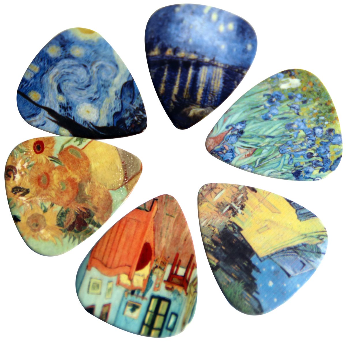 Creanoso Vincent Van Gogh Guitar Picks   Celluloid Medium 12 Pack   Starry Night Sunflowers Cafe   Best Stocking Stuffer Gifts F