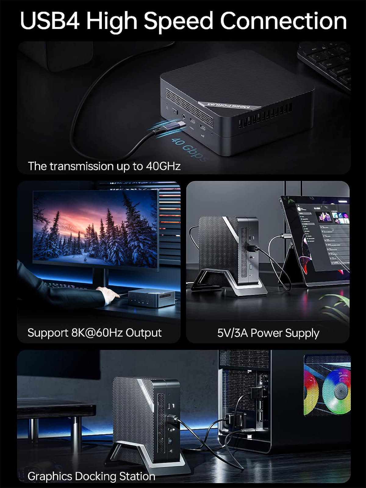 Minisforum Venus Series Um773 Lite Mini Pc Amd Ryzen 7 7735Hs Desktop Computer, Ddr5 4800 32Gb 1Tb Pcie4.0 Ssd, 2.5Gbps Lan, 2X4