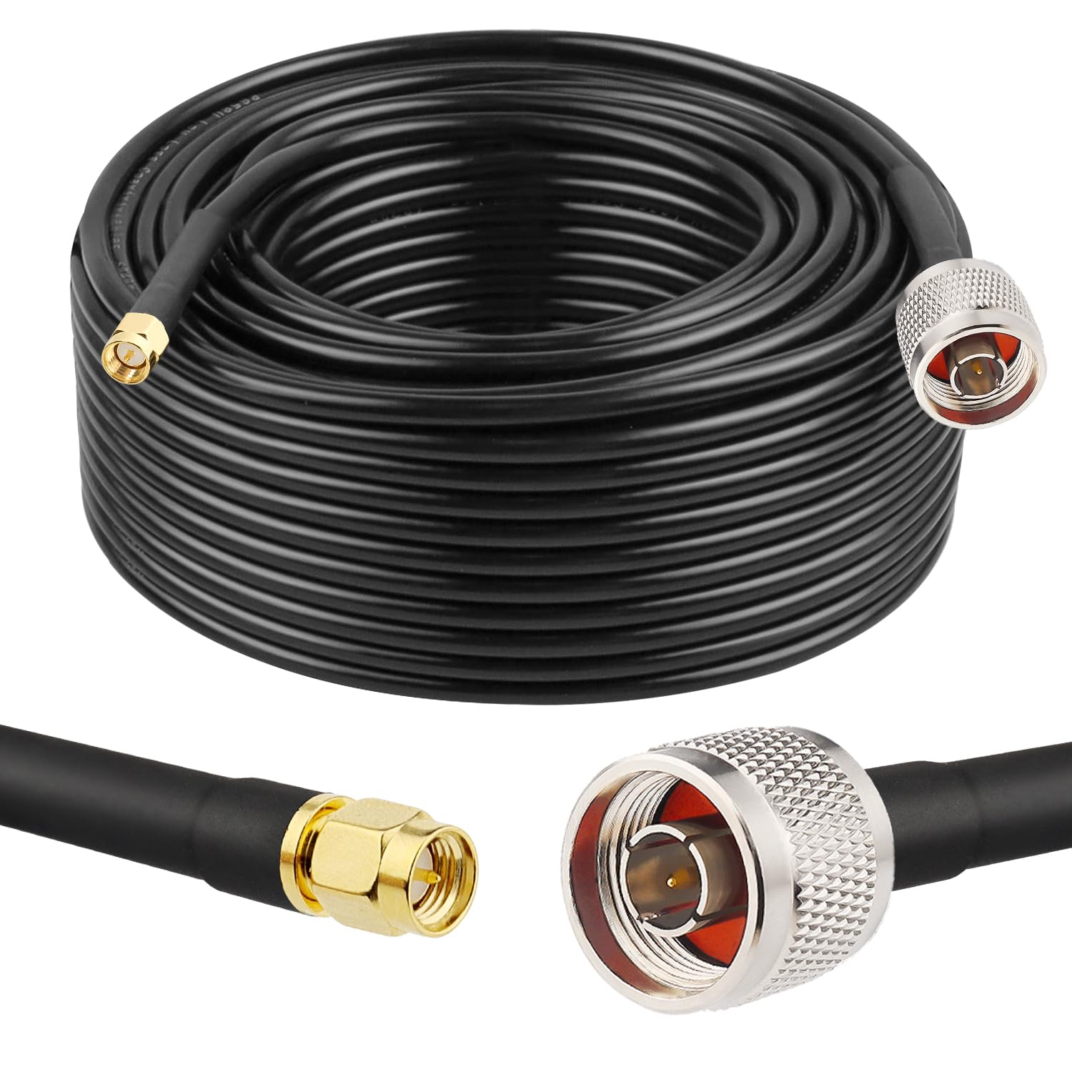 Mookeerf N Male To Sma Male Cable 100Ft Low Loss Rg58 Sma To N Cable 50 Ohm For Wifi Router,Gps Receiver,Antenna,Signal Booster