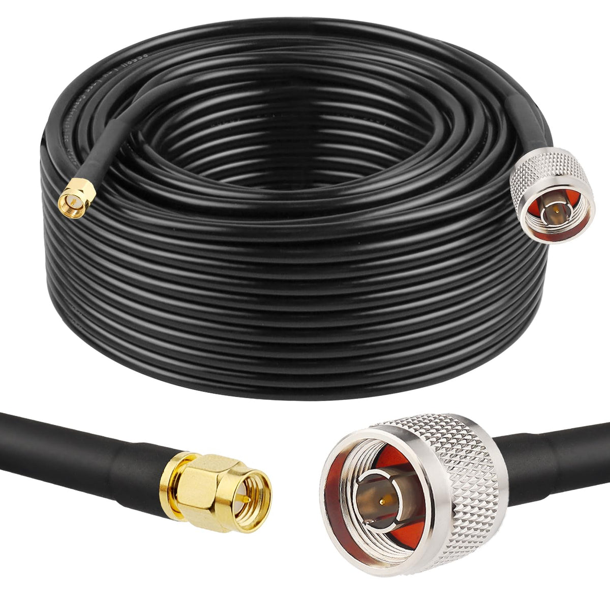 Mookeerf N Male To Sma Male Cable 100Ft Low Loss Rg58 Sma To N Cable 50 Ohm For Wifi Router,Gps Receiver,Antenna,Signal Booster