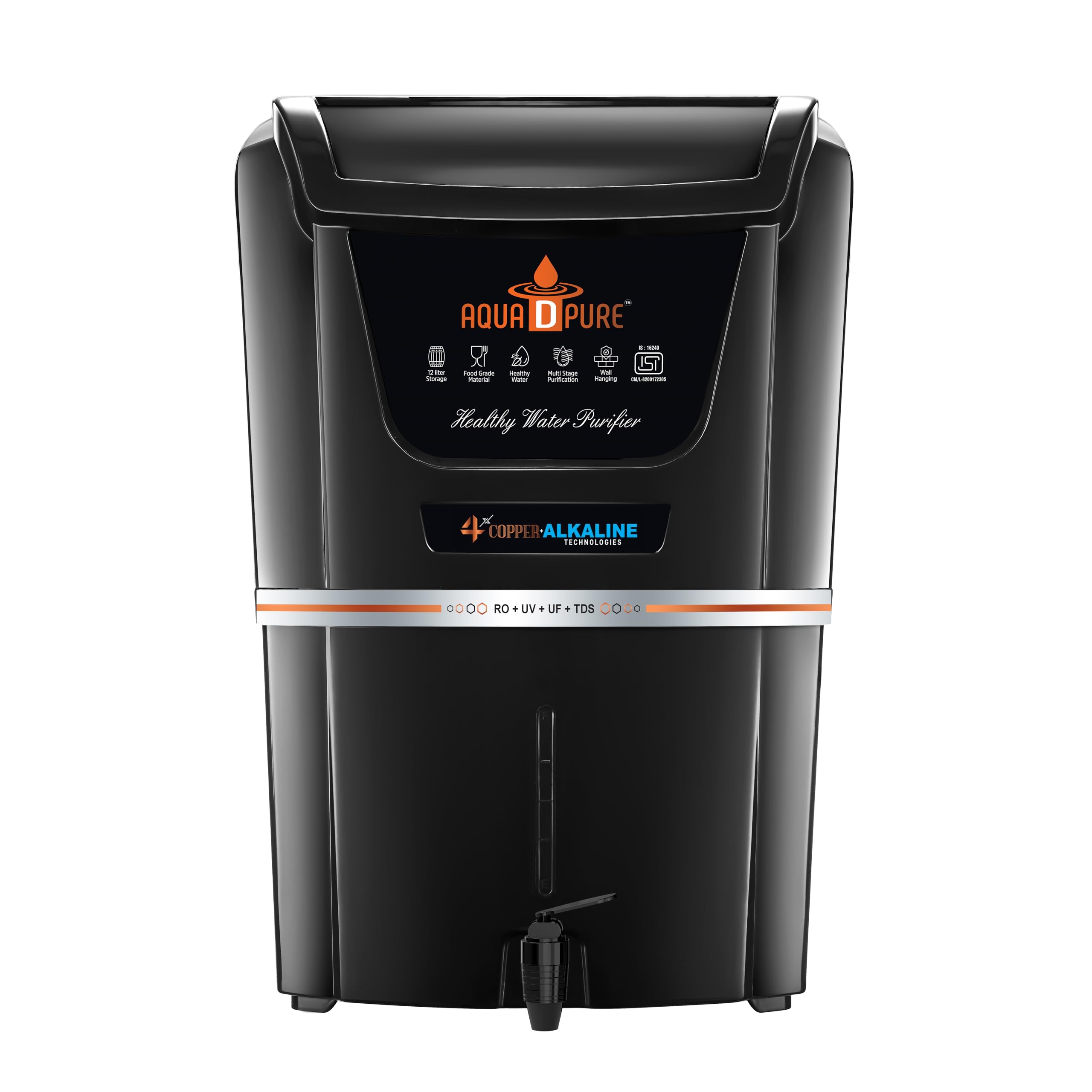 Aqua D Pure Copper Alkaline Ro Water Purifier | Ro+Uv+Uf+Tds Controller | Copper & Alkaline Filter Purification Technology | Tds