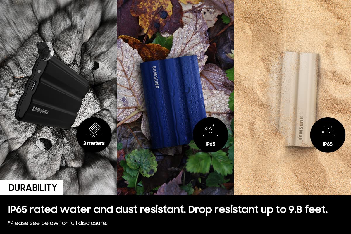 Samsung T7 Shield 2Tb, Portable Ssd, Up To 1050Mb/S, Usb 3.2 Gen2, Rugged, Ip65 Rated, For Photographers, Content Creators And G