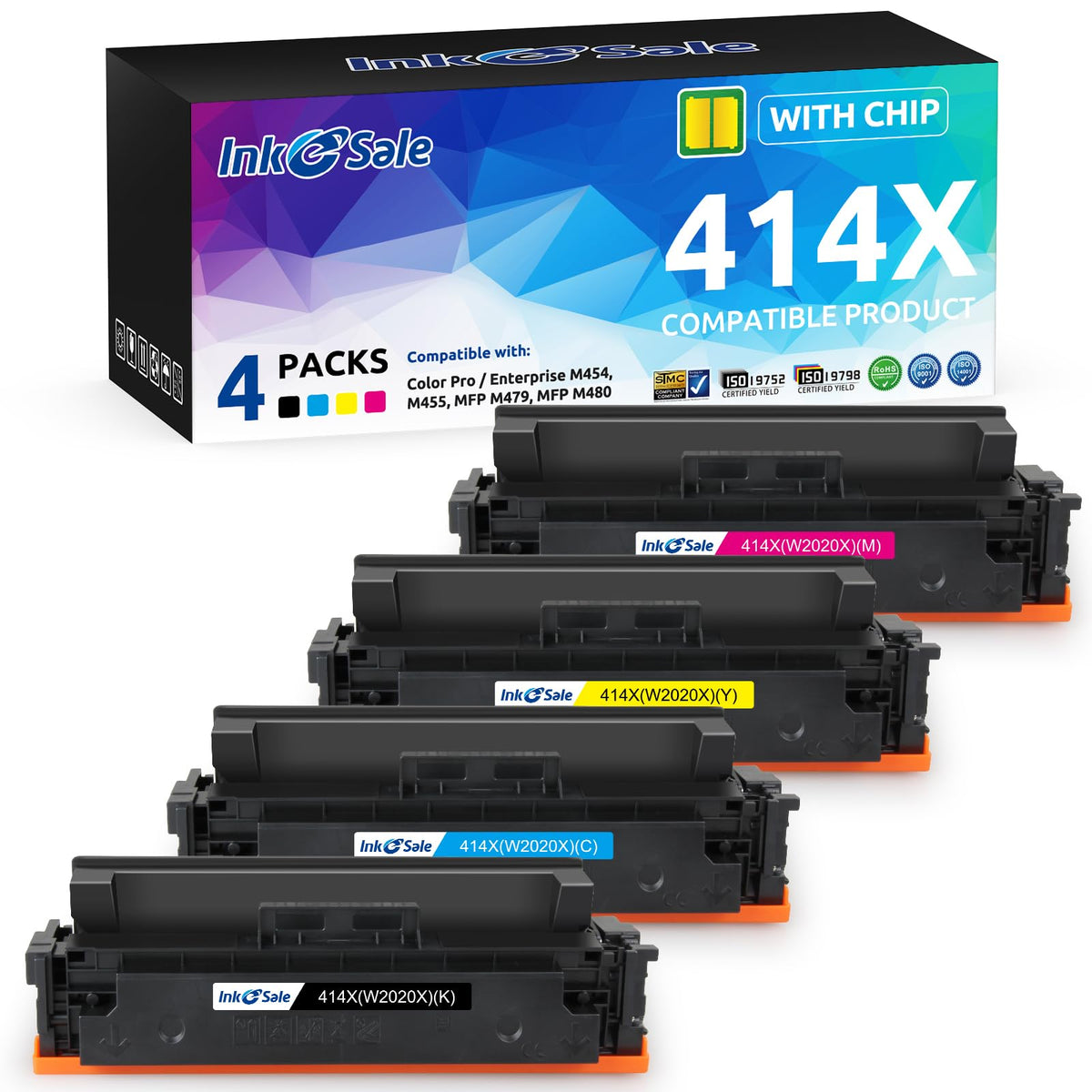 414X W2020X M479Fdw Toner Cartridges 4 Pack [With Chip] Compatible Replacement For Hp Pro M454 M454Dw M454Dn Mfp M479 M479Fdw M4