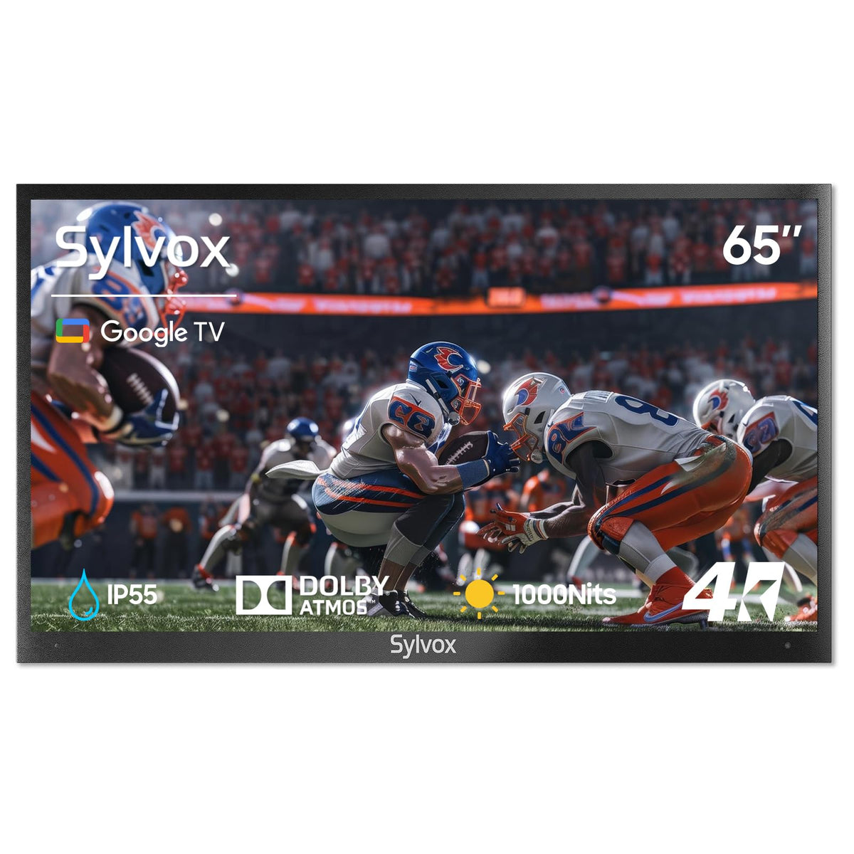 Sylvox Outdoor Tv, 65 Inch Waterproof Smart Tv, 4K, Hdr 10, Weatherproof,1000Nits, Voice Assistant Remote, For Partial Sun Area(