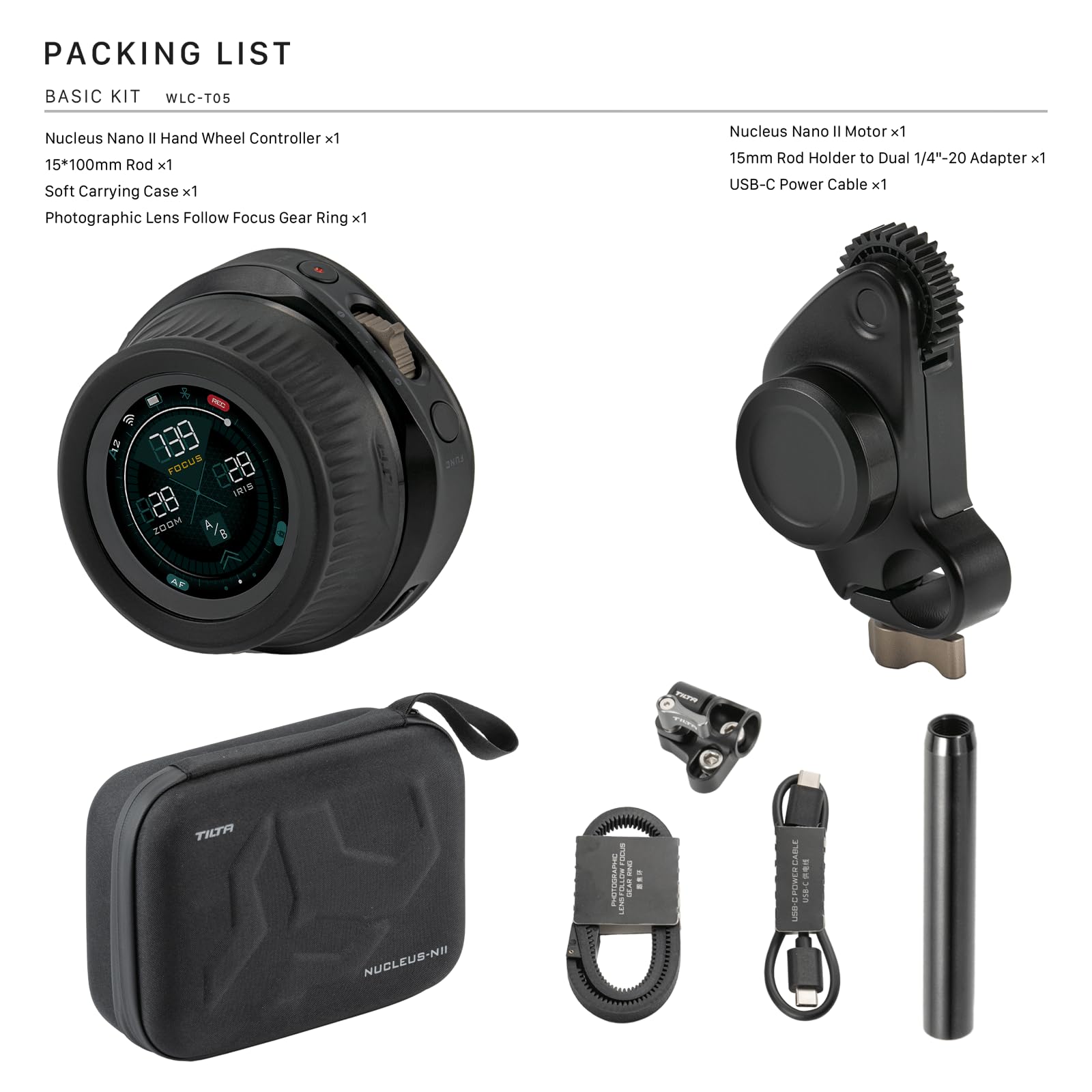 Tilta Nucleus Nano Ii Base Kit   Wireless Lens Control System | Includes Handwheel, Motor + More | Wireless Zoom, Focus, Aperture Control | Follow Focus | Accurate Pulling | Touch Screen