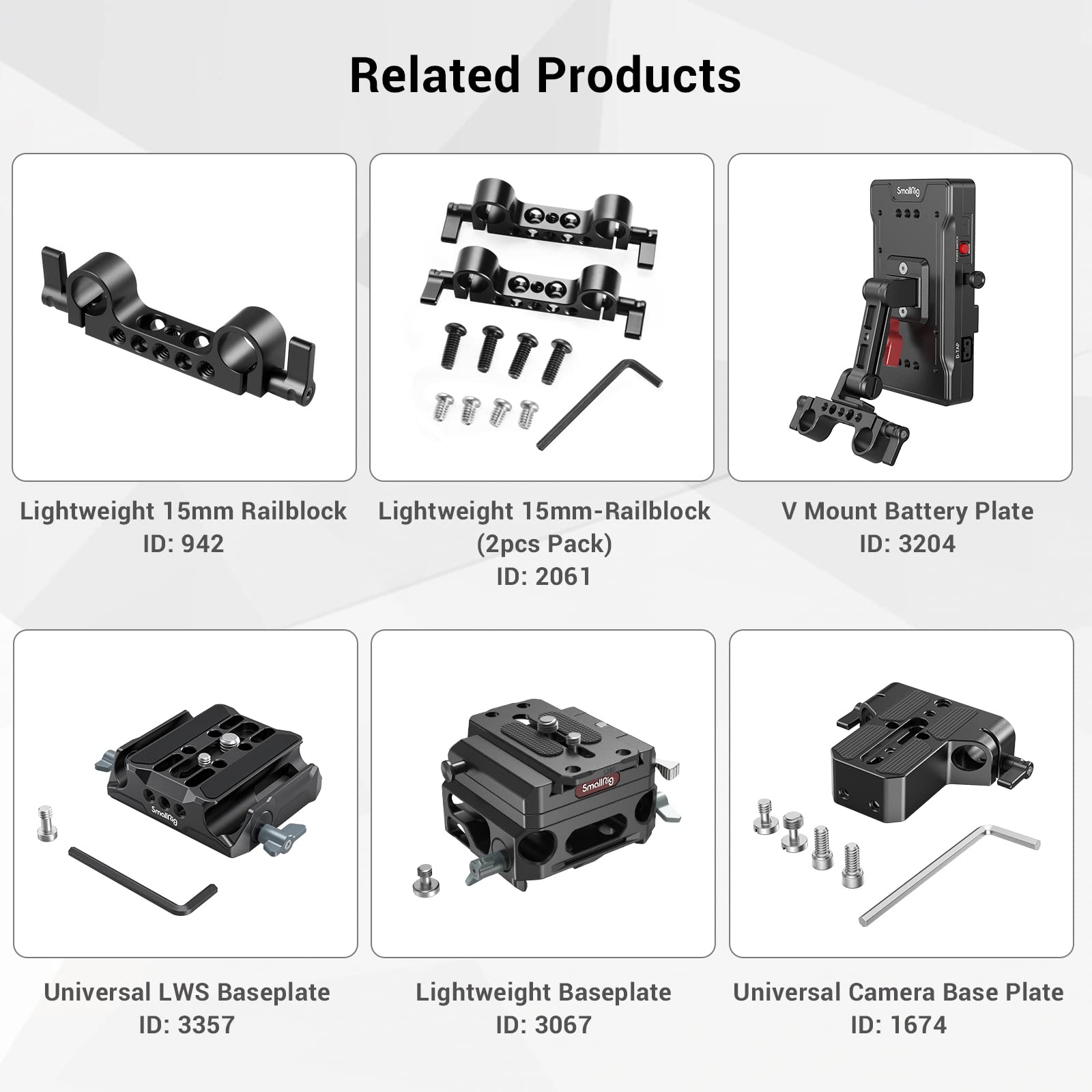 Smallrig 4 Inches (10 Cm) Black Aluminum Alloy 15Mm Rod With M12 Female Thread, Pack Of 2 1049