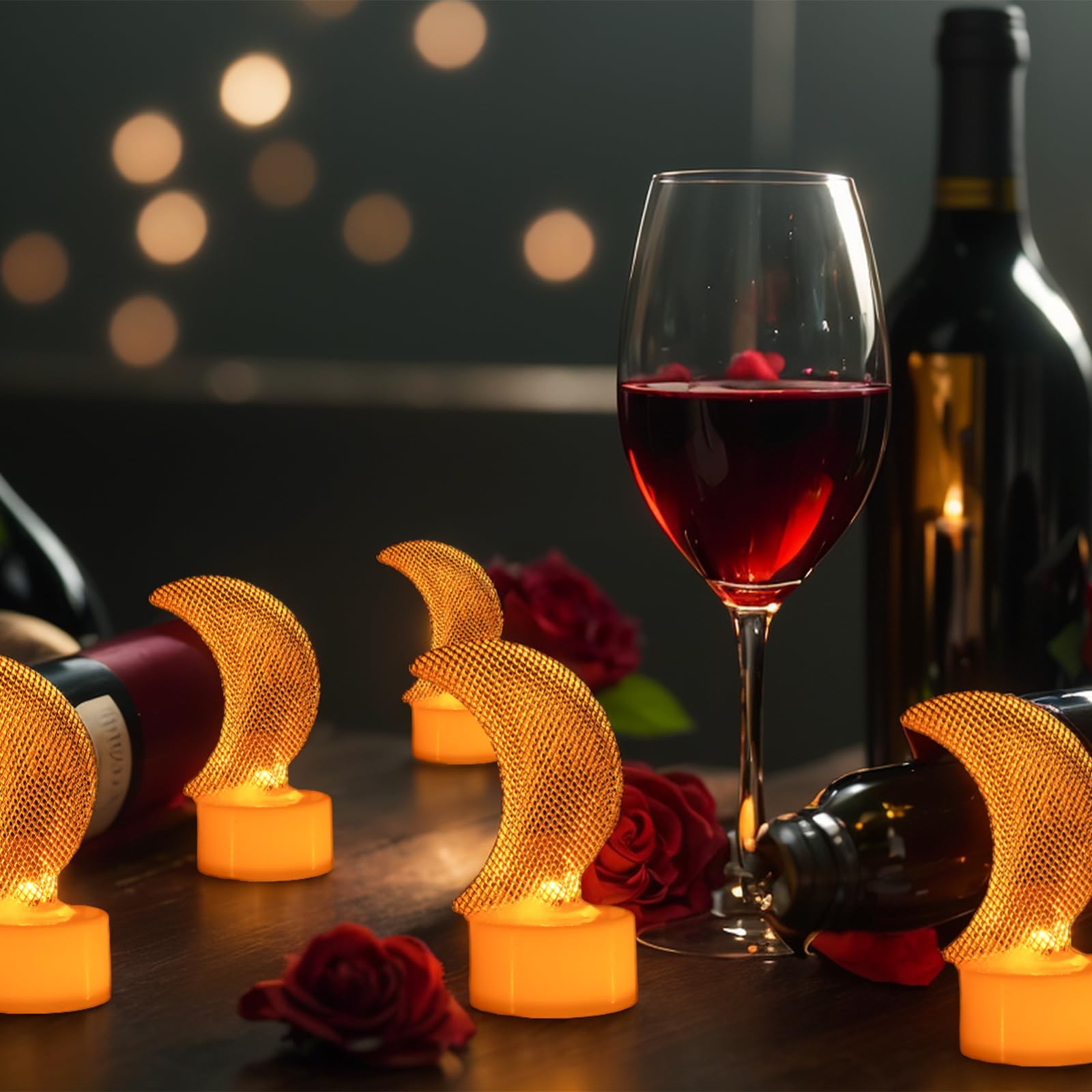 6Pcs Star Tea Lights Candles(Ironwork),Led Flameless Candles Battery Operated For Holiday Gifts,Led Mini Electric Faker Votive T