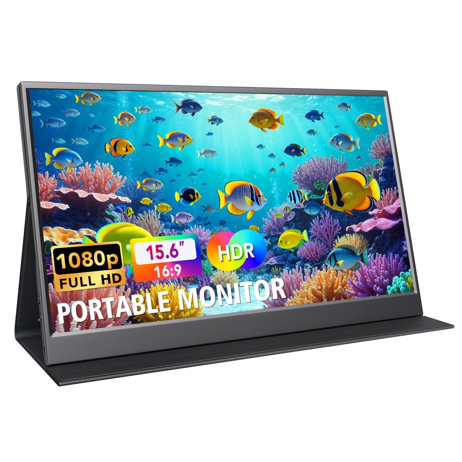 15.6 Inch Portable Monitor 1080P FHD IPS Gaming Display Monitor with USB-C & HDMI Light Weight Ultra-Slim External Second Screen