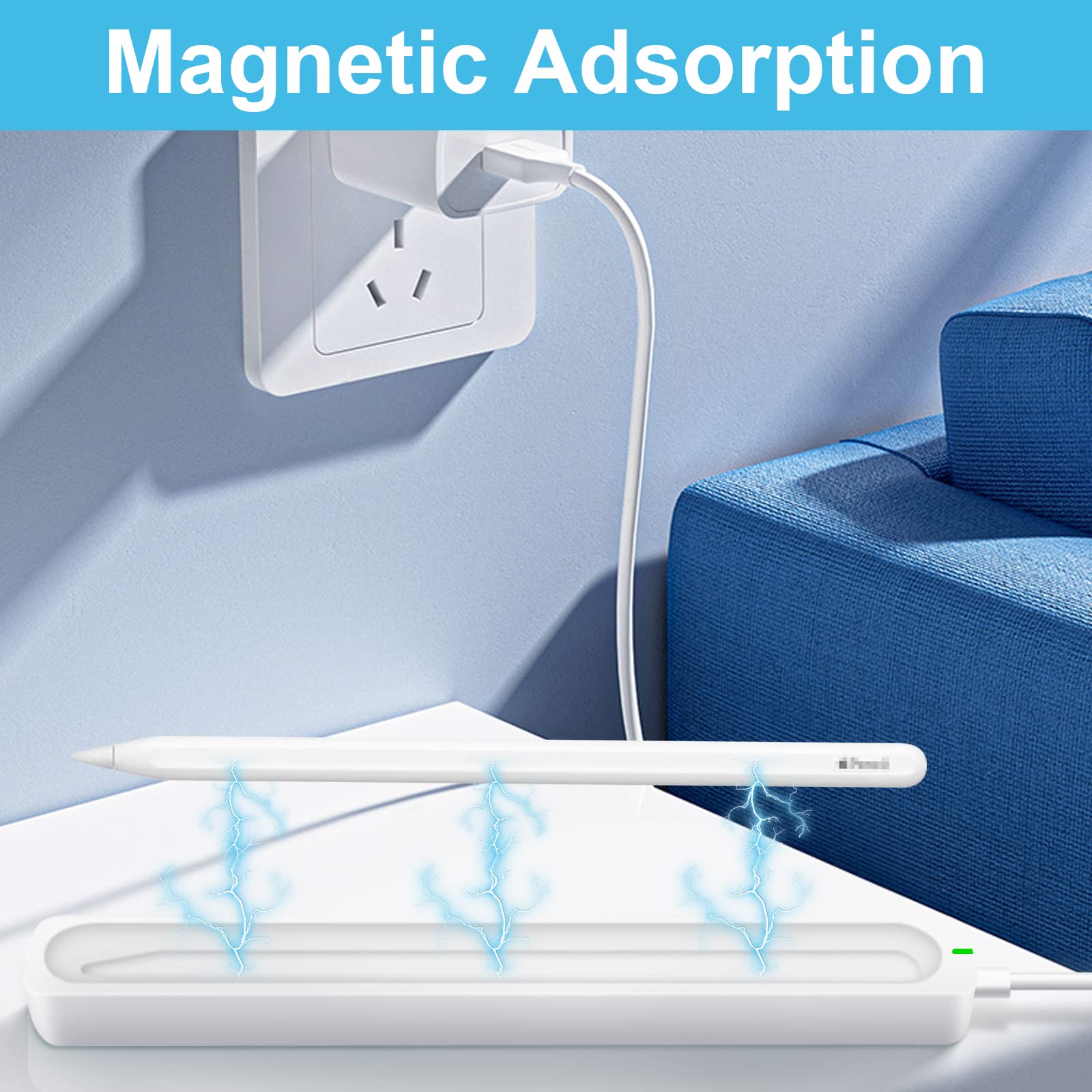 Charging Case Compatible With Apple Pencil 2Nd Generation Only, Magnetic Charging Stand For Ipad Pen 2Nd Gen With Usb Cable, Led