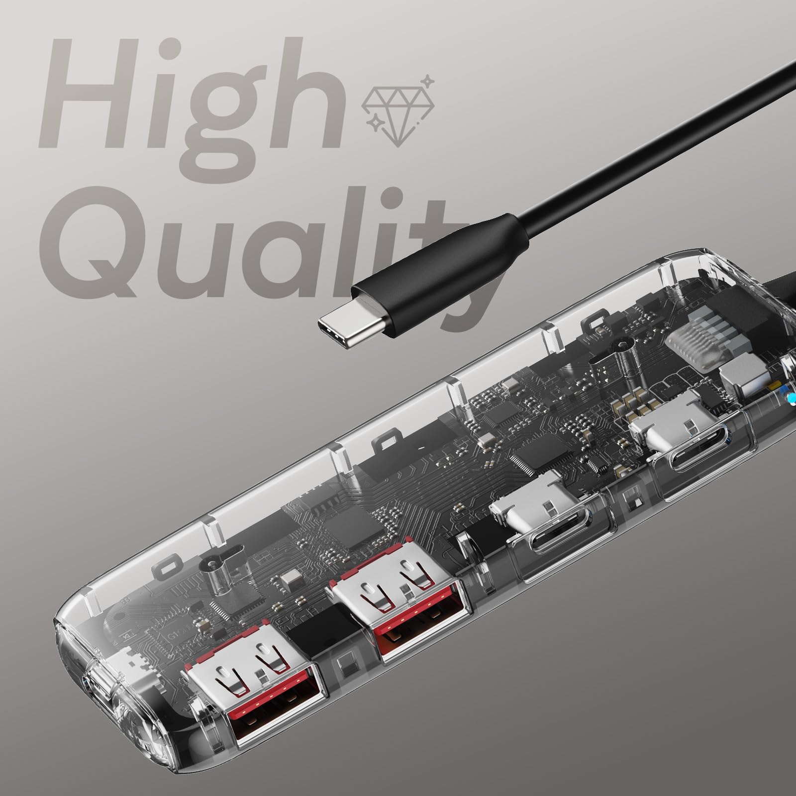 Qeefun ???????????? Usb C Hub,2 Usb C 3.2 And 2 Usb A 3.2 Data Ports,Usb 3.2 Gen 2 Splitter With 100W Power Charging,For Mini Pc