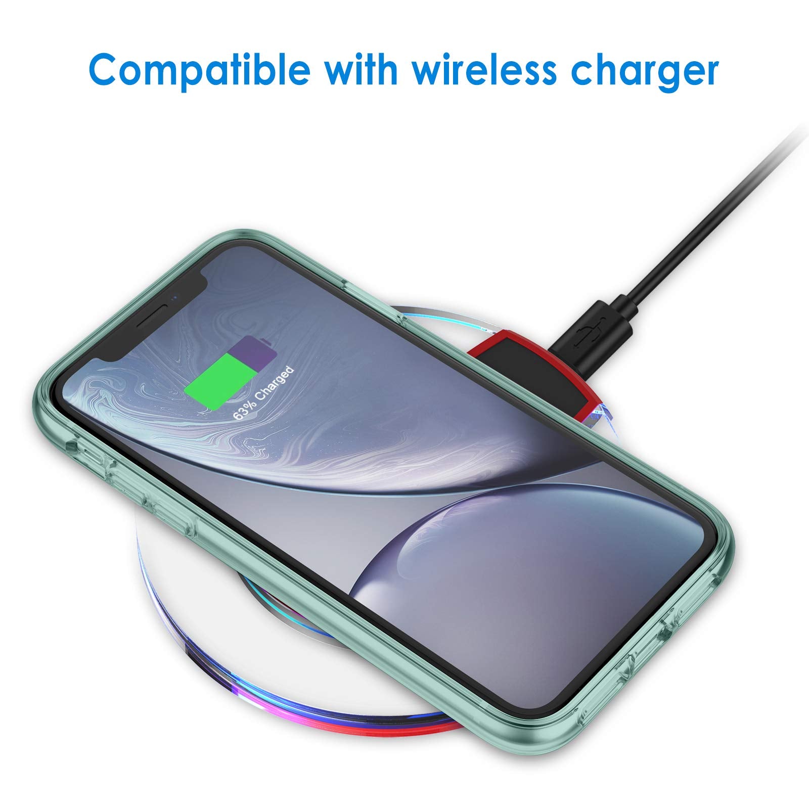 Jetech Case For Iphone Xr 6.1-Inch, Non-Yellowing Shockproof Phone Bumper Cover, Anti-Scratch Clear Back (Midnight Green)