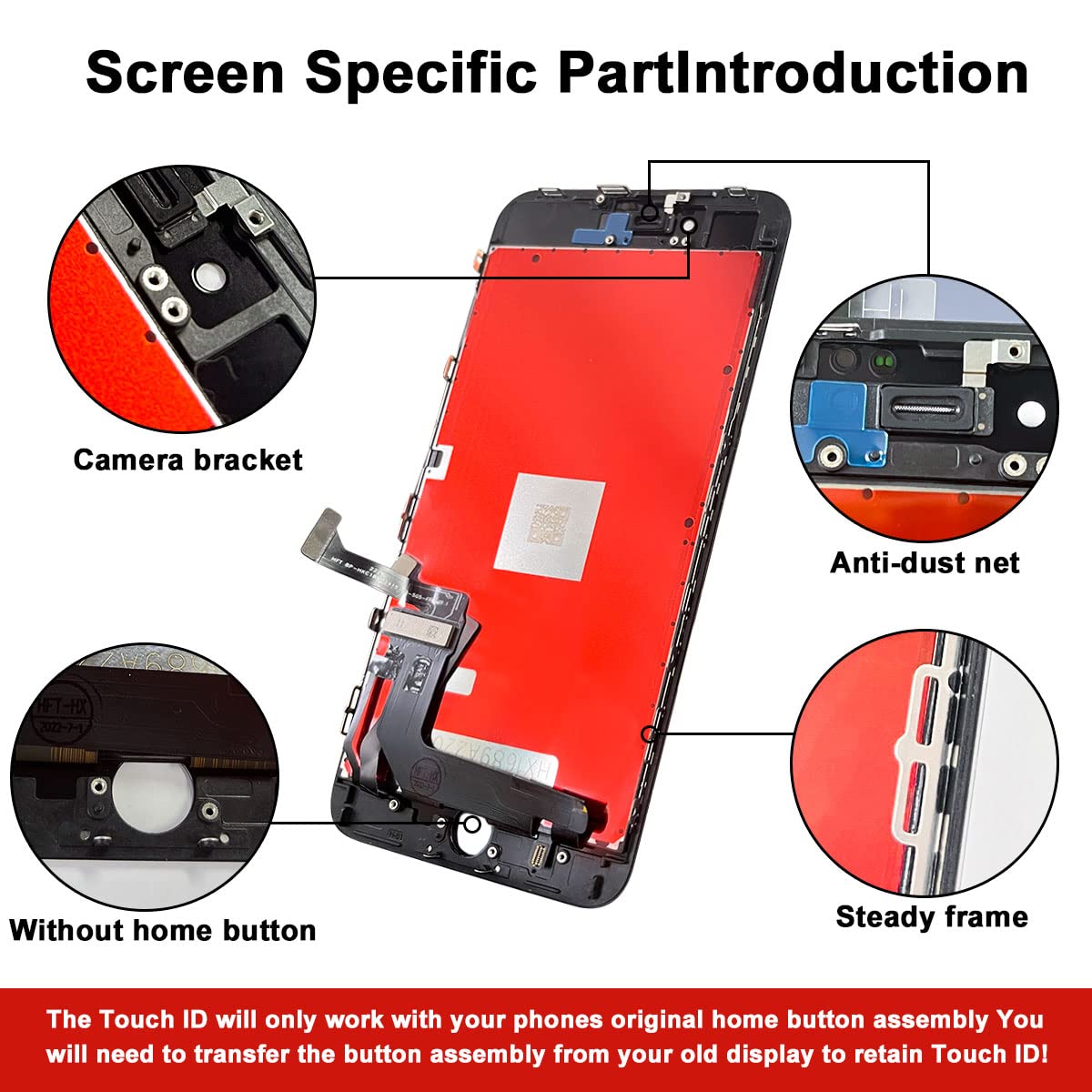 Efaithfix For Iphone 8 Plus Lcd Screen Replacement Black 5.5 Inch Frame Assembly Lcd Display 3D Touch Screen Digitizer With Repa