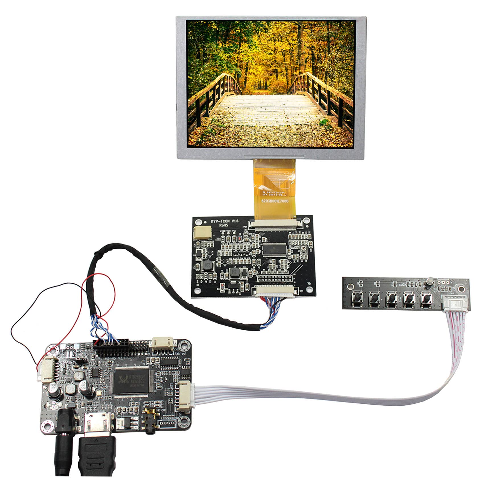 Vsdisplay 5'' Zj050Na 08C 5 Inch 640X480 Lcd Screen Work With Hd Mi Lcd Controller Driver Board Vs N5V3.1 At050Tn22 Replacement