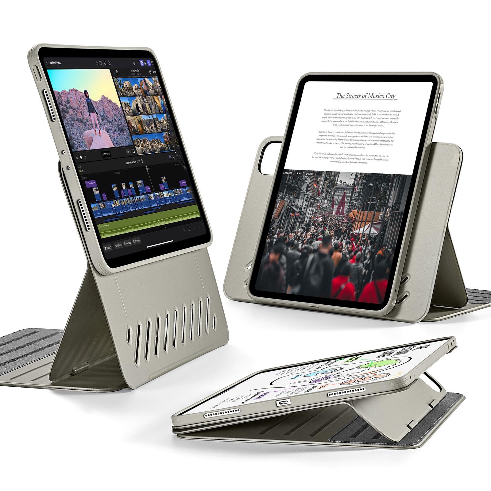 ESR for iPad Pro 11 Inch Case (2022/2021/2020/2018, 4/3/2/1th Gen), Removable Magnetic Cover, Adjustable Portrait/Landscape Stan