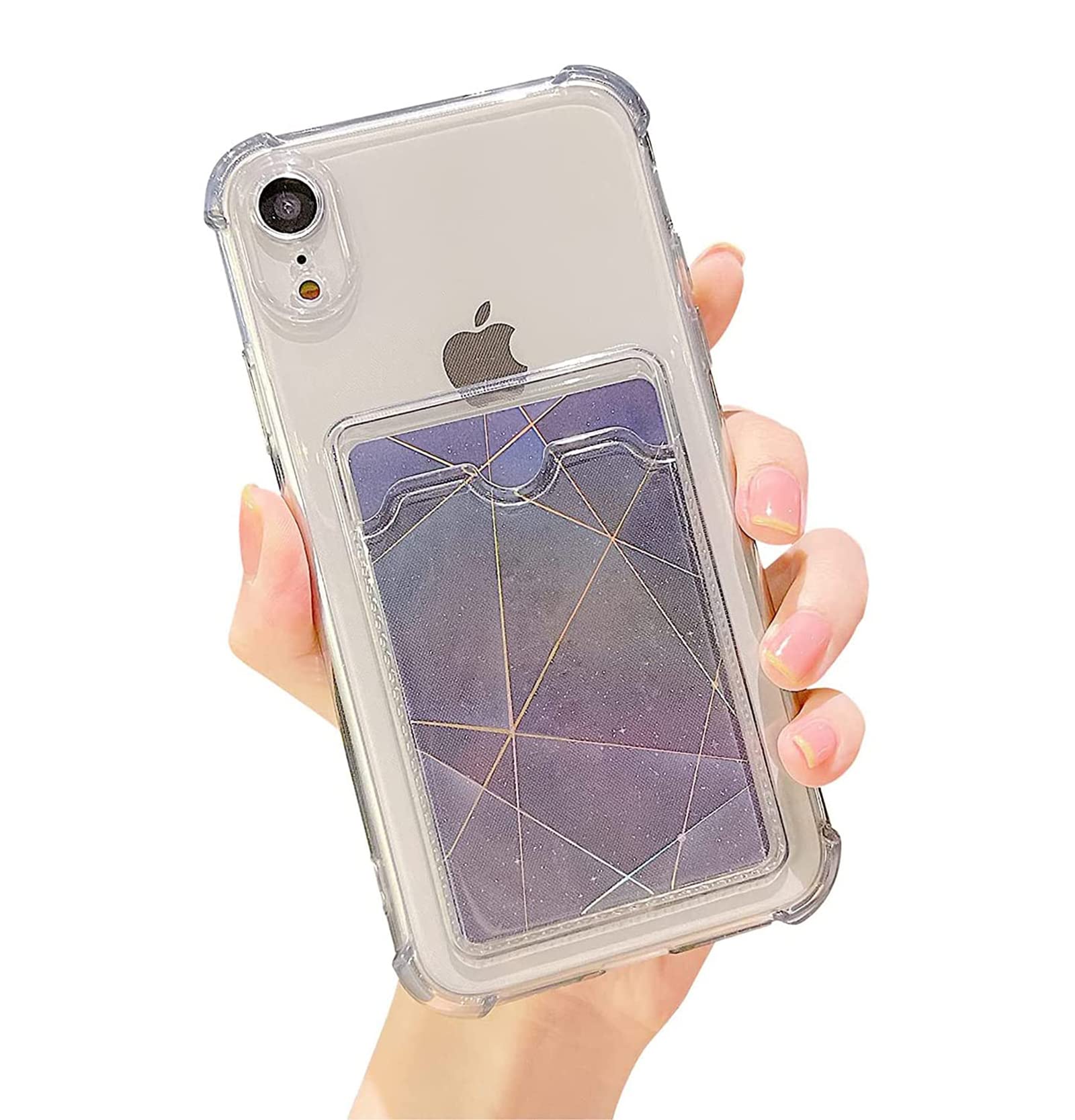 Tuokiou Clear Wallet Phone Case For Iphone Xr Upgrade Clear Card Slot Case Slim Fit Protective Soft Tpu Shockproof Case With Cut