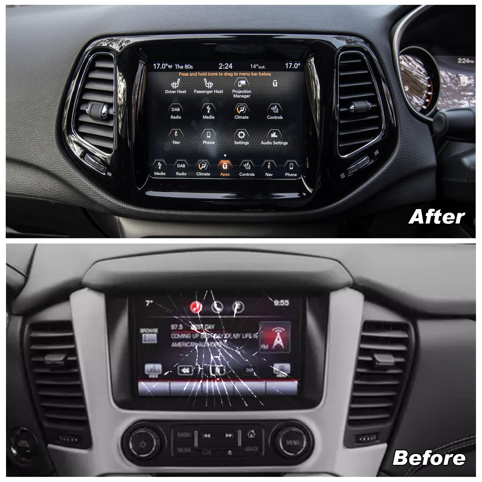 7'' Uconnect Touch Screen Digitizer Lcd Monitor Radio Navigation Compatible With Jeep Compass 2017 2018 2019 2020 Radio Navigati