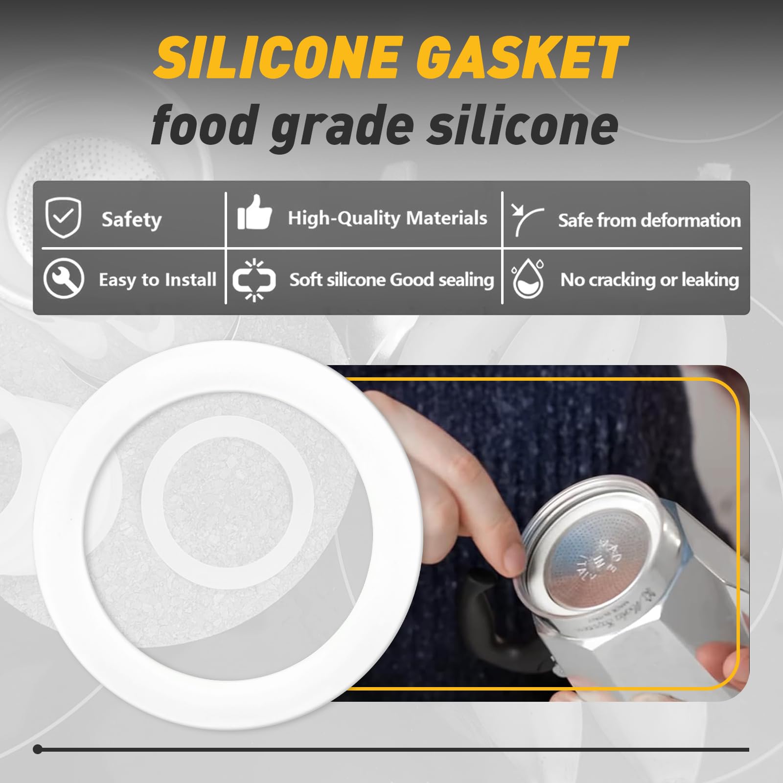 6 Pcs Gasket Seal Rings For Bialetti Moka Express Dama 6 Cups   Spare Food Grade Silicone Sealing Rings For Aluminium Stovetop C