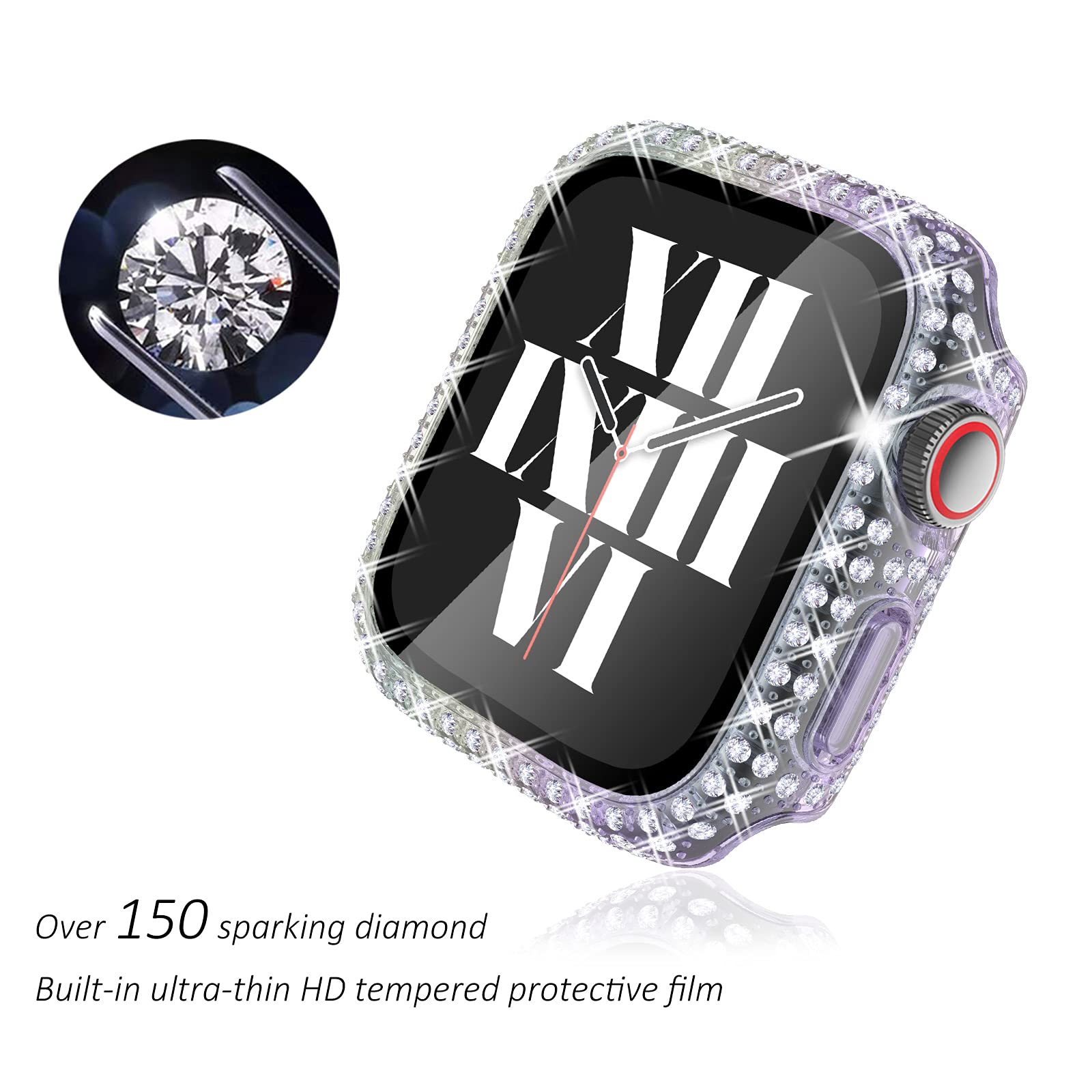 Fullife 3 Pack Compatible With Bling Apple Watch Series 9 41Mm Cases Crystal Diamond Protective Bumper Covers With Screen Protec