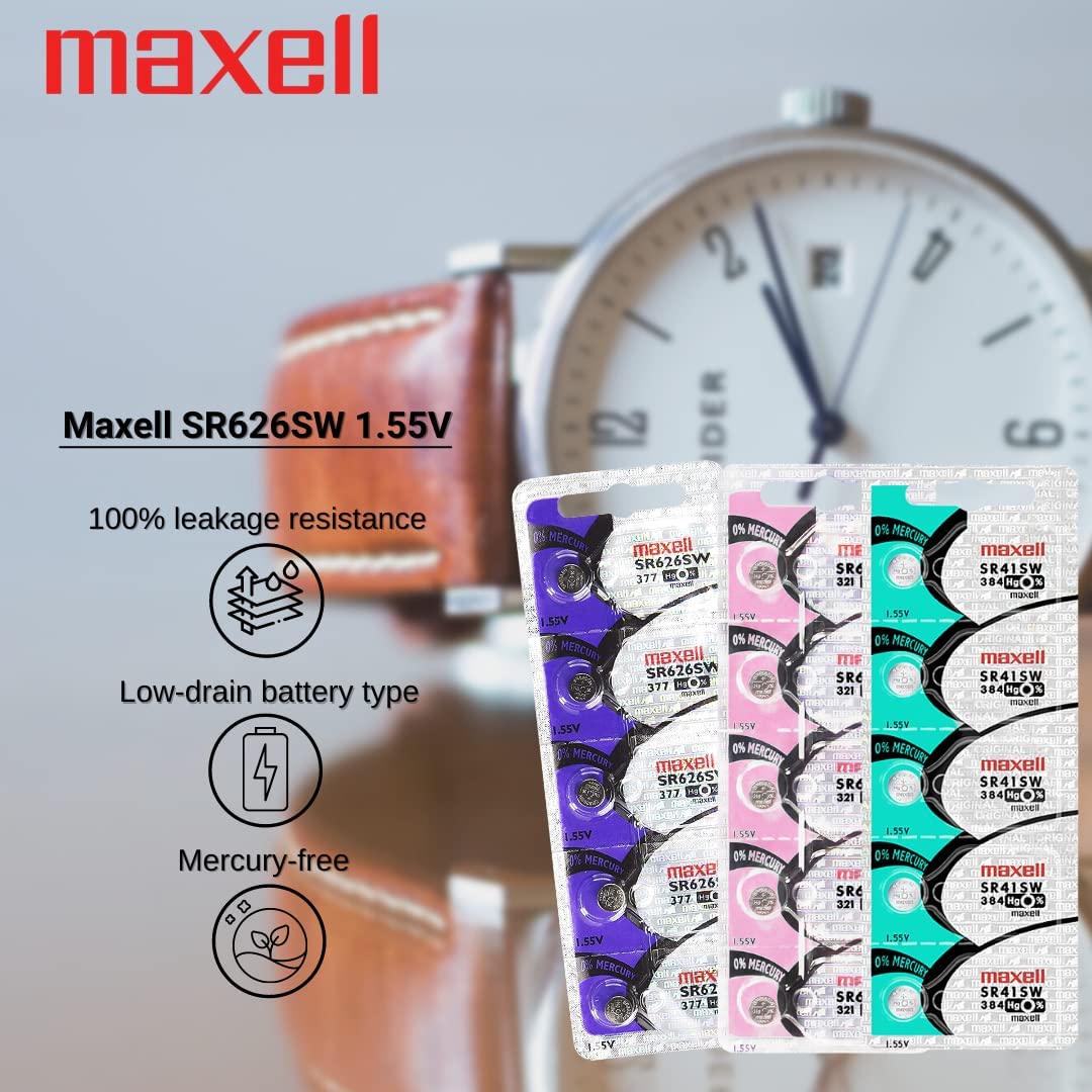 2 X Maxell Sr626Sw 377 1.55V Silver Oxide Button Cell Watch Battery   Official Genuine Maxell