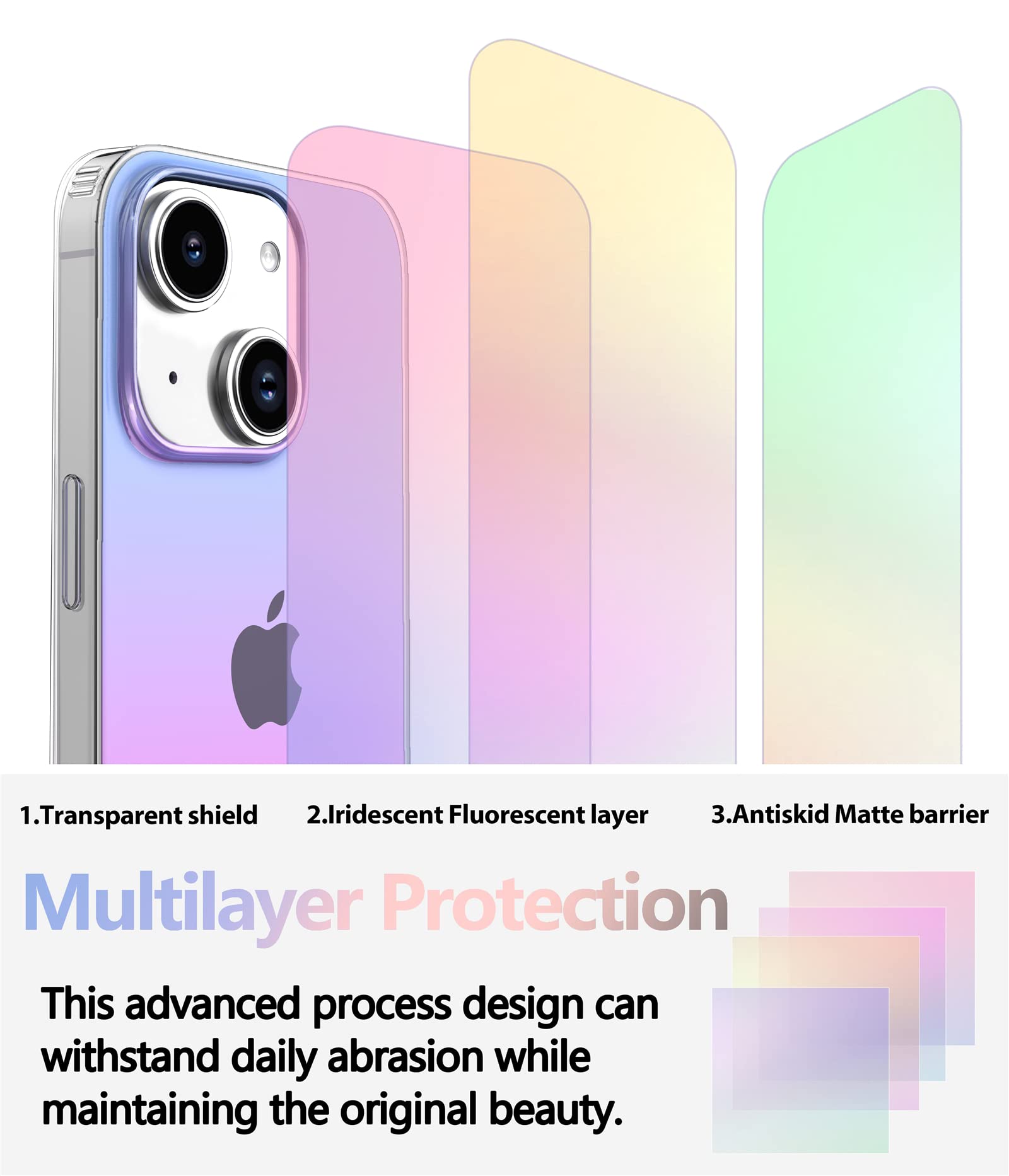 I-MGAE-IN-AR iPhone 13 Case Shockproof Laser Glitter Bling TPU PC Holographic Matte SJK-042-13