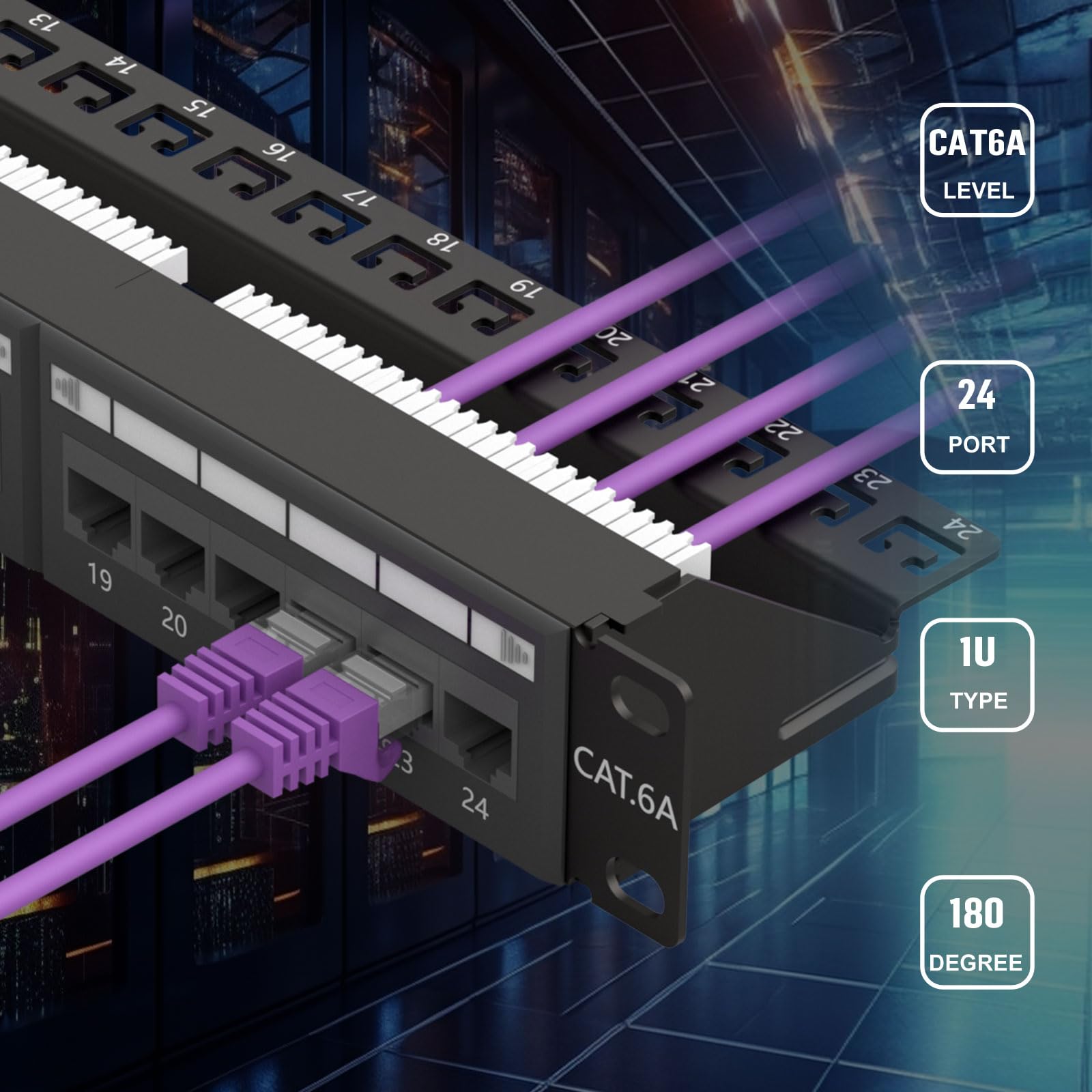 Fgb 10Gbps Cat6A Patch Panel 24 Port, Rj45 19'' Rackmount Or Wall Mount Patch Panel 1U, Network Patch Panel For Gigabit Network