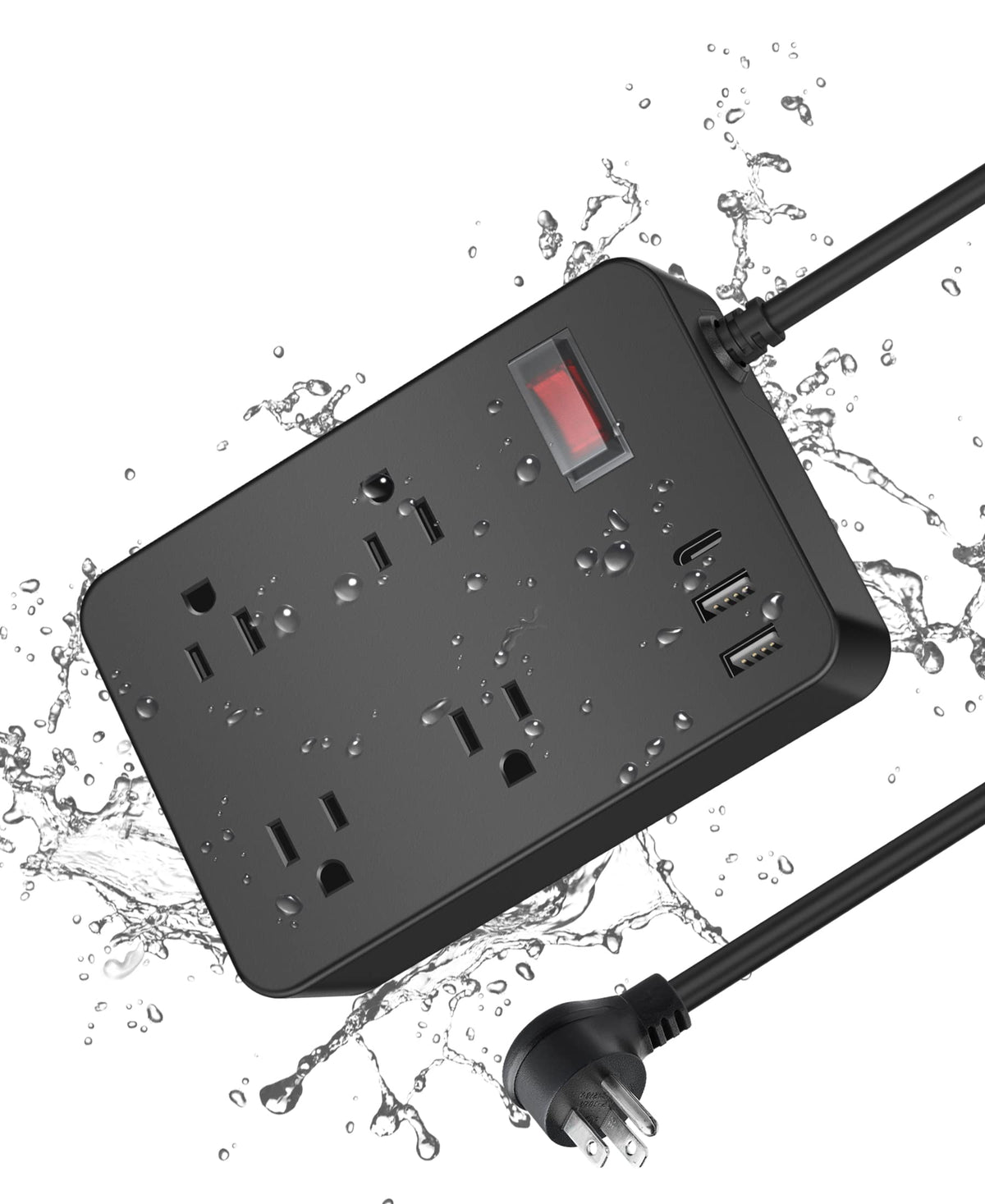 Outdoor Power Strip Weatherproof With Usb C, Waterproof Surge Protector With 4 Outlets,Outdoor Electrical Outlet,Outdoor Multi P