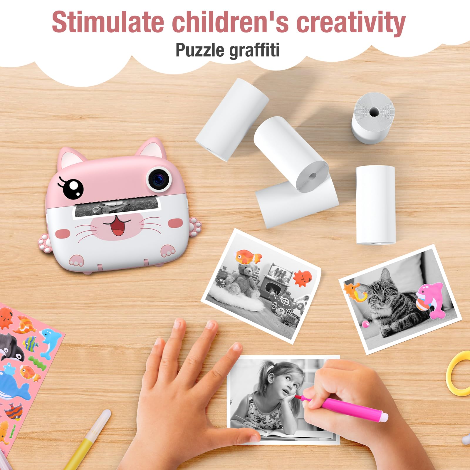 Greenkinder Kids Instant Camera Refill Print Paper 5 Rolls For Kids Instant Print Camera,Hd Printing Thermal Print Paper Set Por