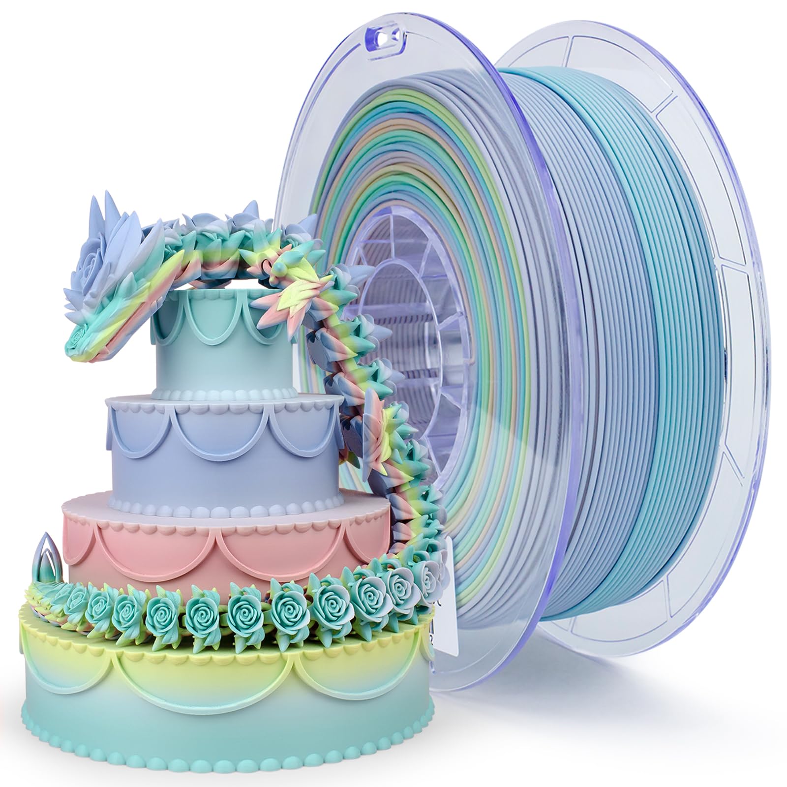 Ziro 3D Printer Filament,Matte Pla Filament 1.75Mm,Multicolor Rainbow Pla Filament,1Kg/2.2Lb,Macaron