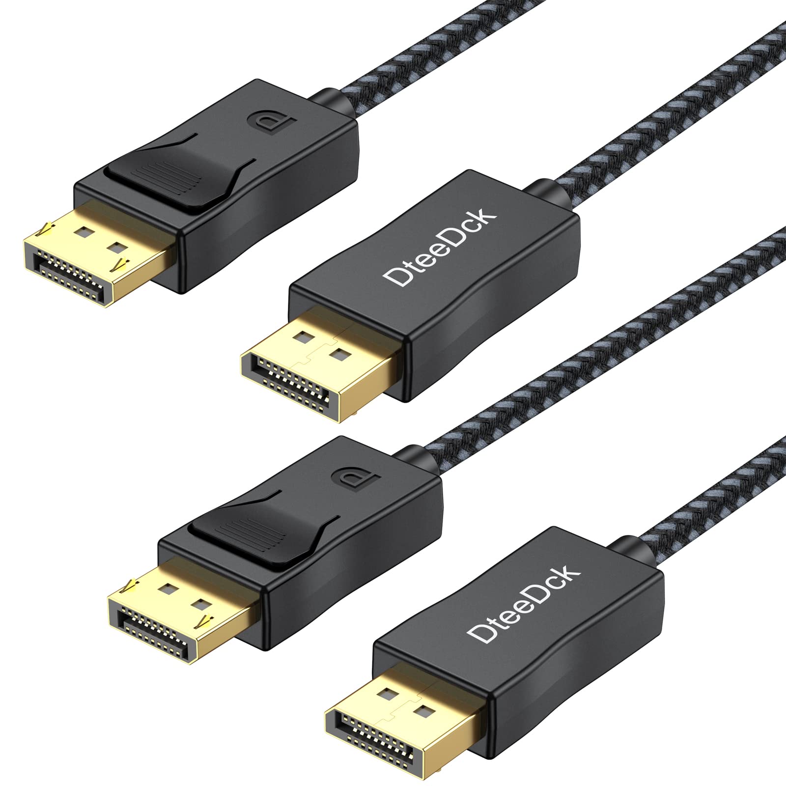 Dteedck Displayport Cable 10Ft 2 Pack, Dp Displayport Cable 10 Feet 1.2 [4K@60Hz, 2K@165Hz, 2K@144Hz] High Speed Cord For Monito