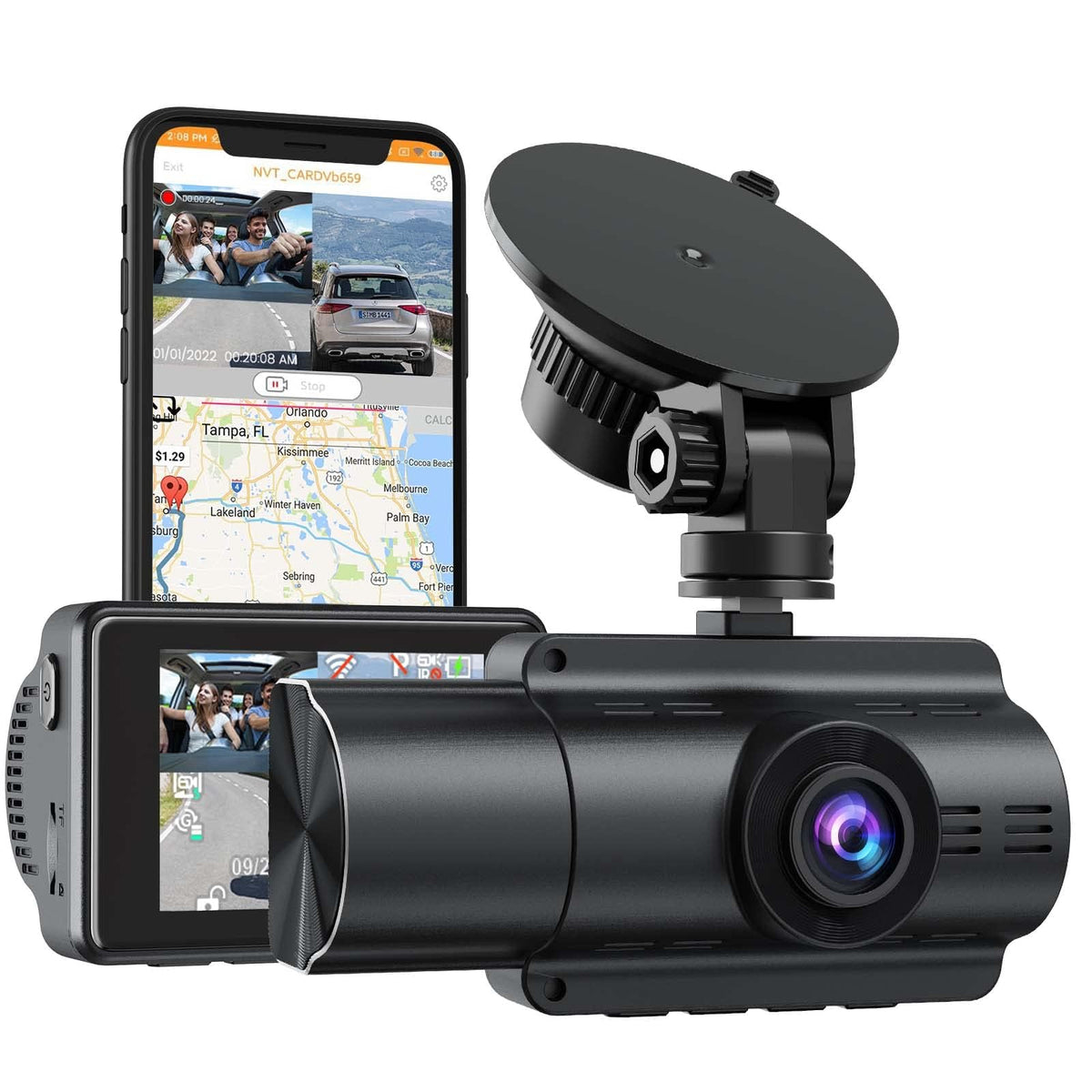 Lamonke 4K Dash Cam With Gps Wi-Fi, Front And Inside Dual 4K+1080P, Car Camera With Night Vision, Supercapacitor, G-Sensor, Park