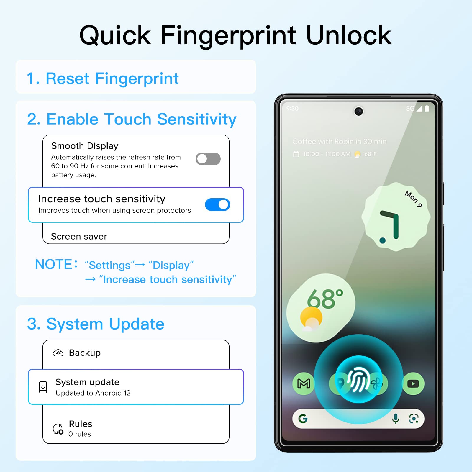 Jetech Screen Protector For Google Pixel 6A 6.1-Inch With Camera Lens Protector, Easy Installation Tool, Fingerprint Compatible,