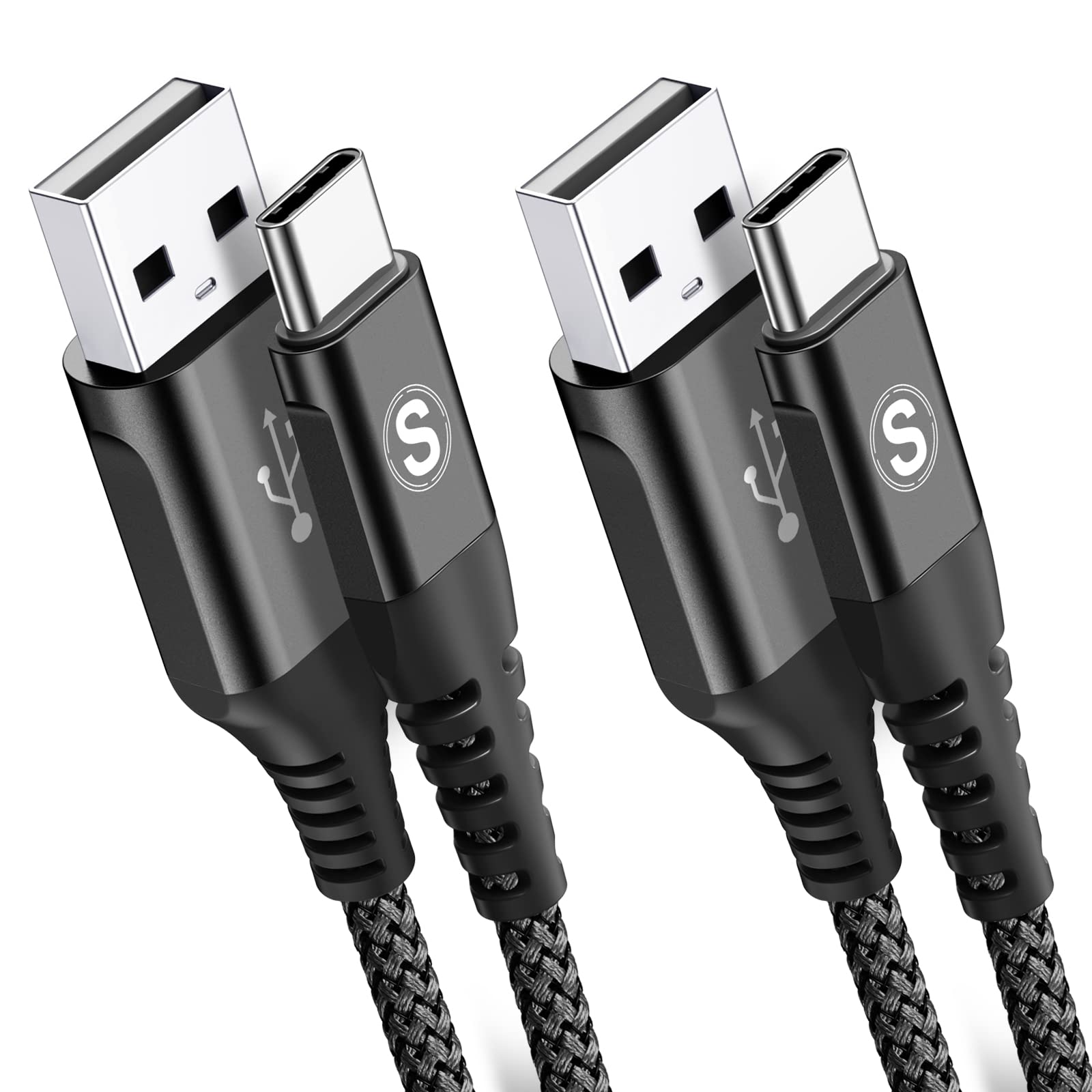 Sweguard Usb Type C Cable 3.1A Fast Charging [2Pack,10Ft+10Ft], Usb A To Usb C Charger Nylon Braided Cord For Samsung Galaxy S21