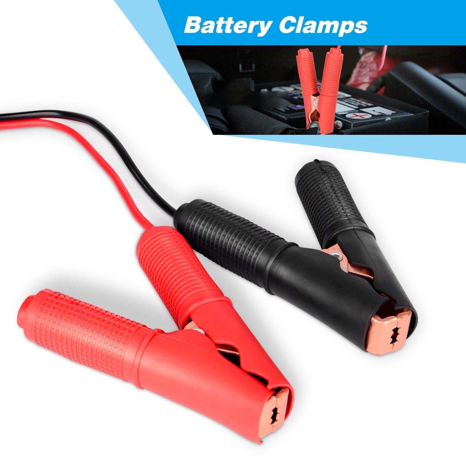 Nilight   Ga Acc 01 2 Pcs 30A Alligator Clips Booster Jumper Cable For Car Battery Charging Charger, 6 Mm Copper Terminal