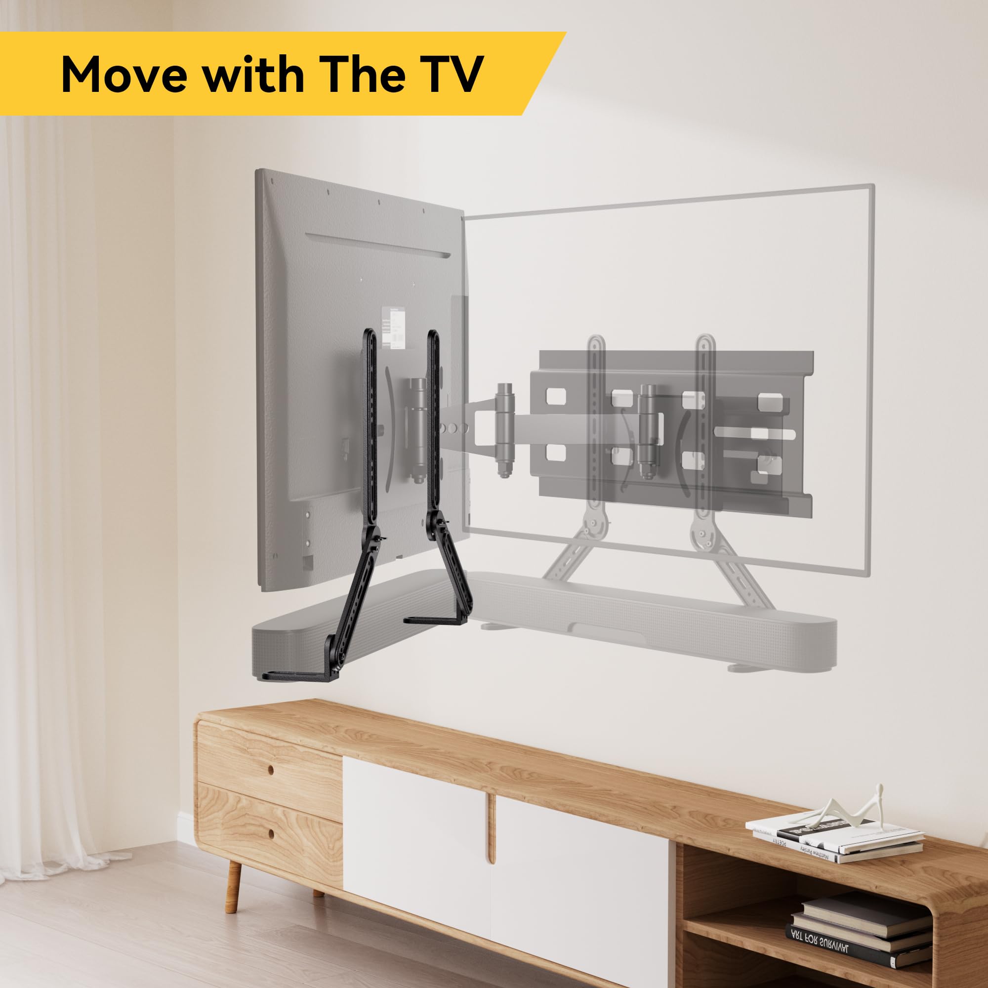 Ezise Soundbar Mount For Mounting Above Or Under Tv, Sound Bar Bracket Fits Most Sound Bars Up To 22 Lbs, Soundbar Tv Mount With