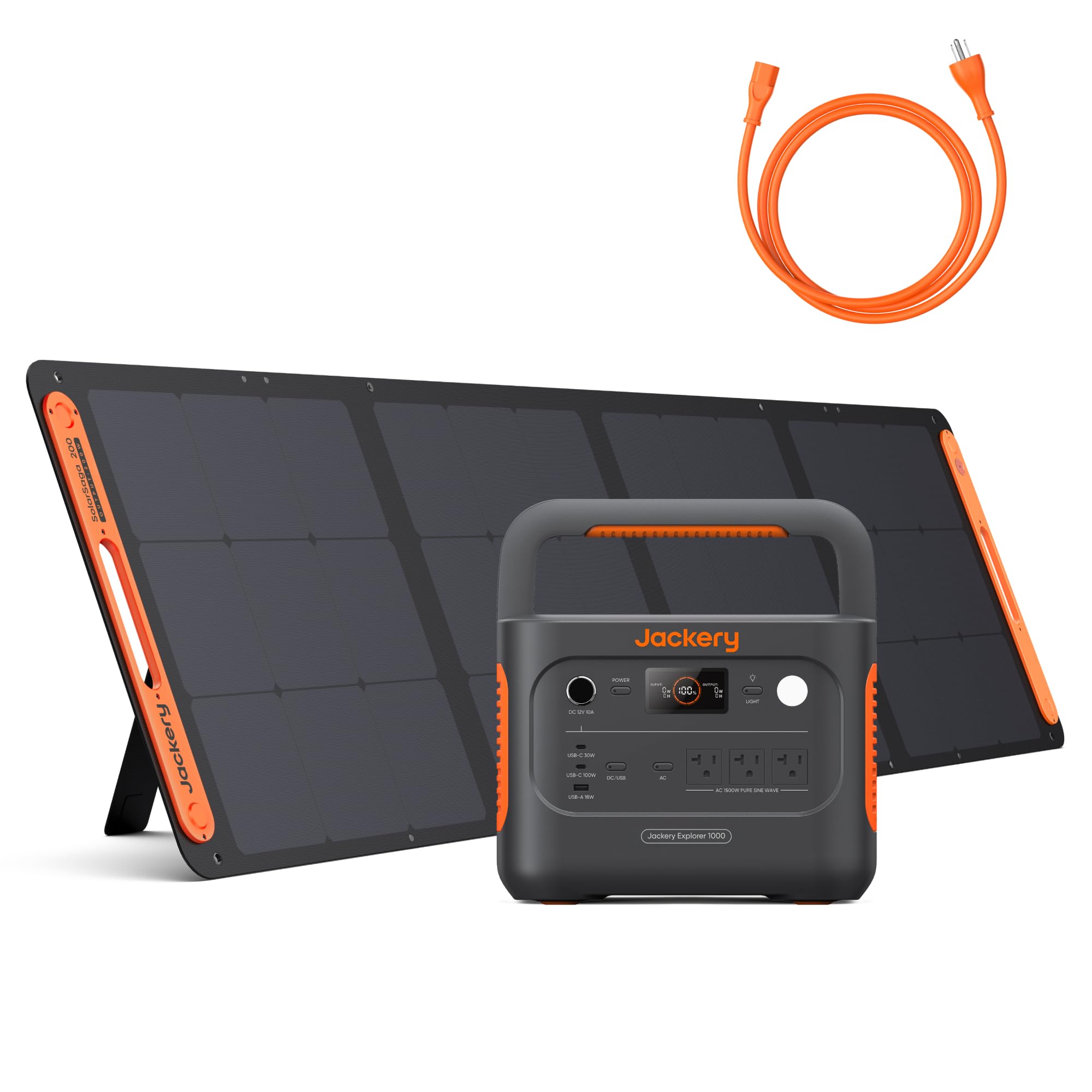 Jackery Solar Generator 1000 v2 with 200W Solar Panel,1070Wh Portable Power Station LiFePO4 Battery,1500W AC/100W USB-C Output,f